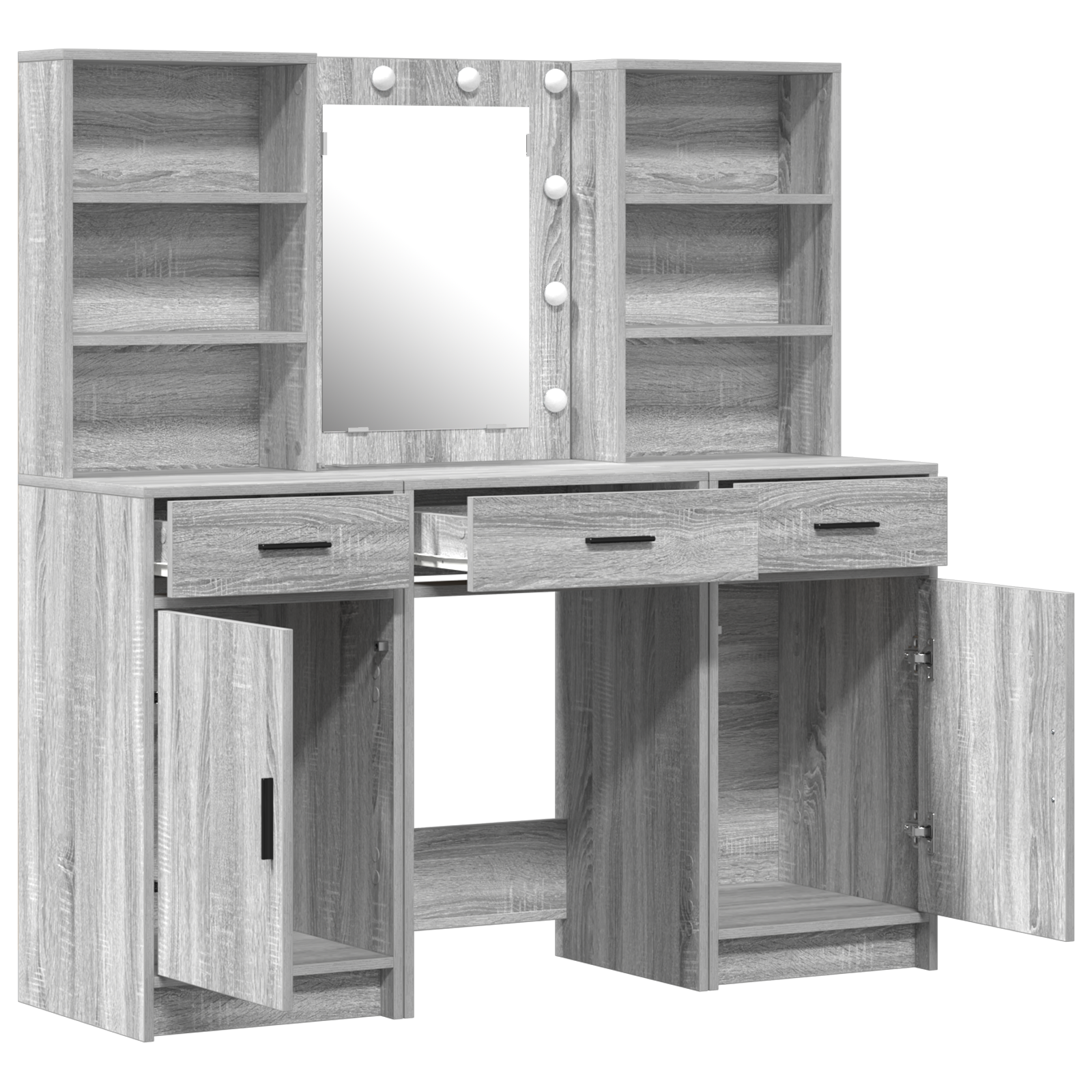 3 Piece Dressing Table Set  Grey Sonoma Engineered Wood - Image 6