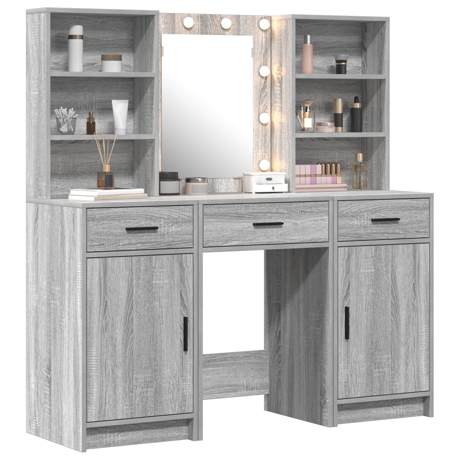 3 Piece Dressing Table Set  Grey Sonoma Engineered Wood - Image 3