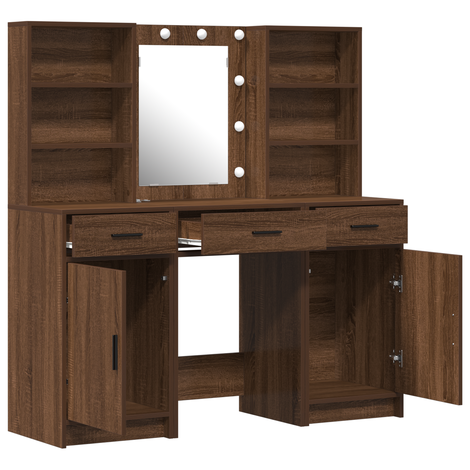 3 Piece Dressing Table Set Brown Oak Engineered Wood - Image 6