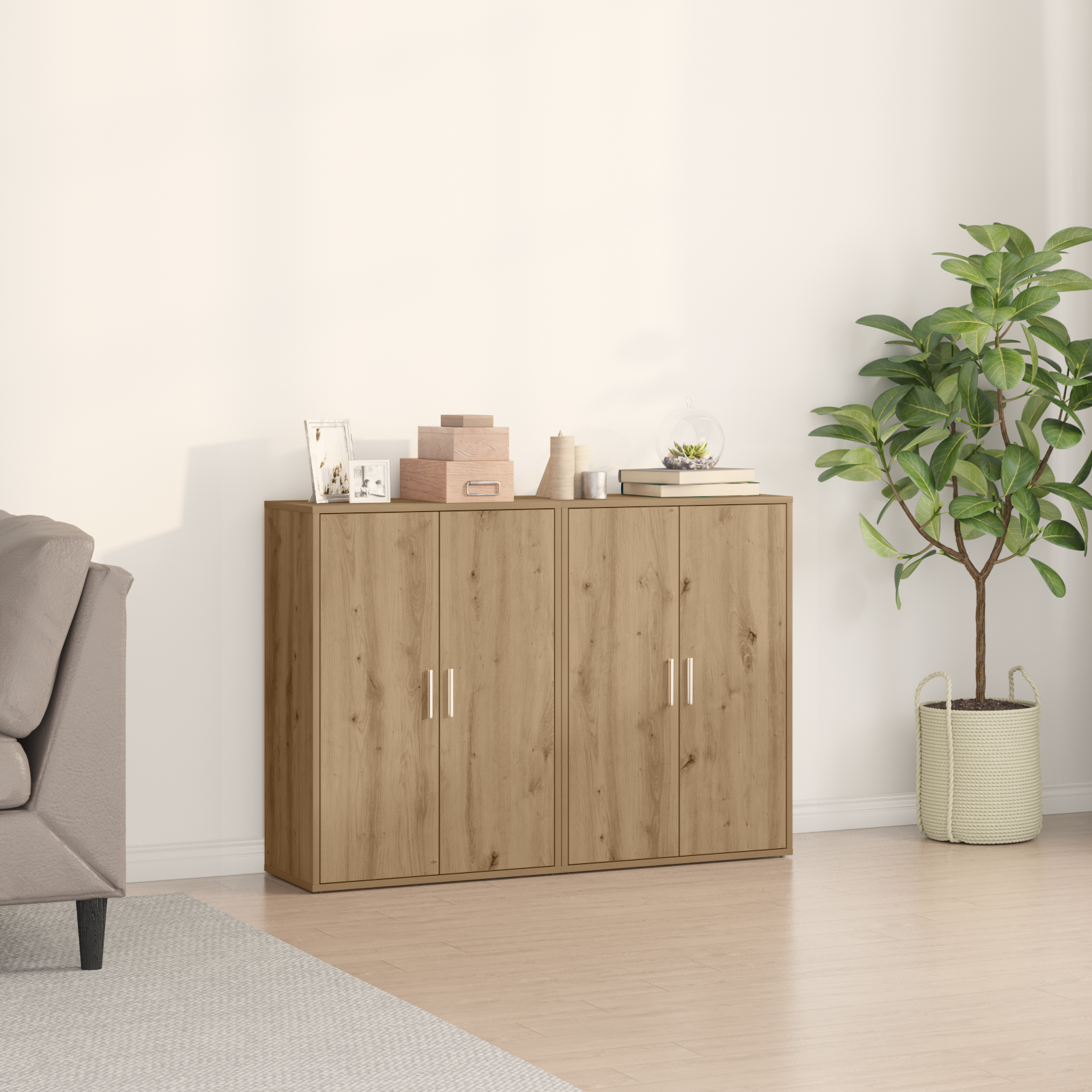 Thumbnail - vidaXL Sideboards 2 Stück Artisan Eiche 60x31x84 cm aus Ingenieurholz