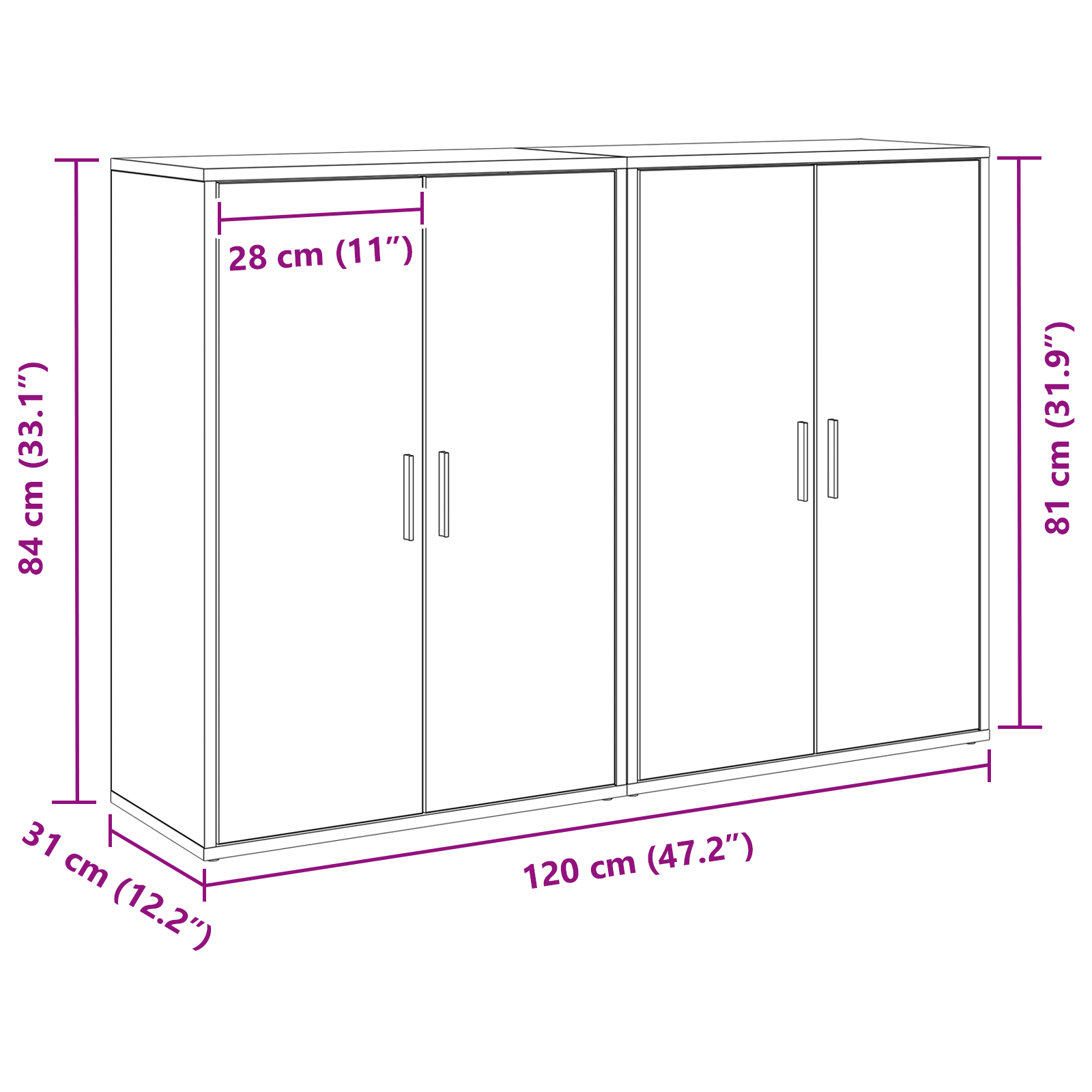 Sideboards 2 pcs Black Oak 60x31x84 cm Engineered Wood - Image 10