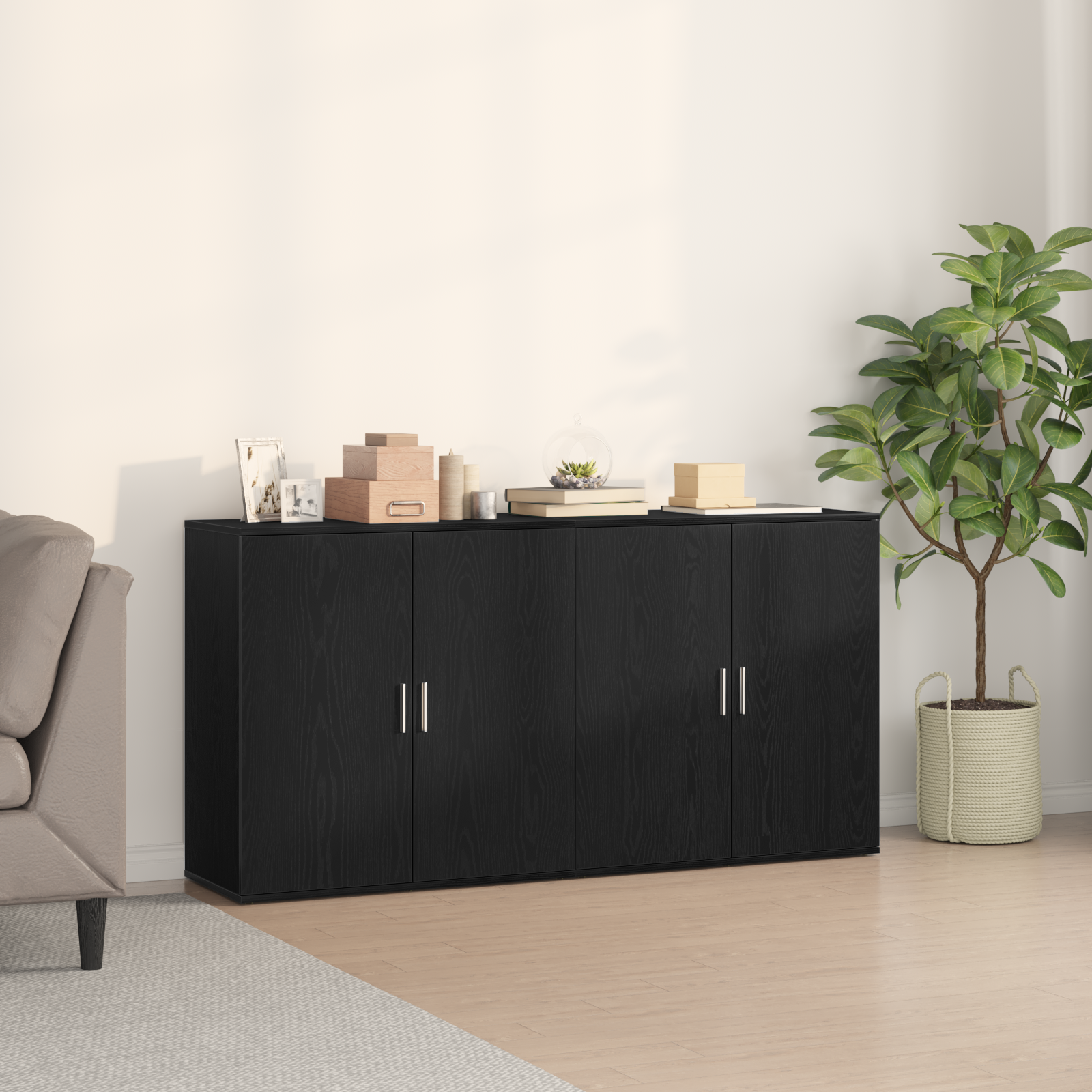 Sideboards 2 pcs Black Oak 79x38x80 cm Engineered Wood