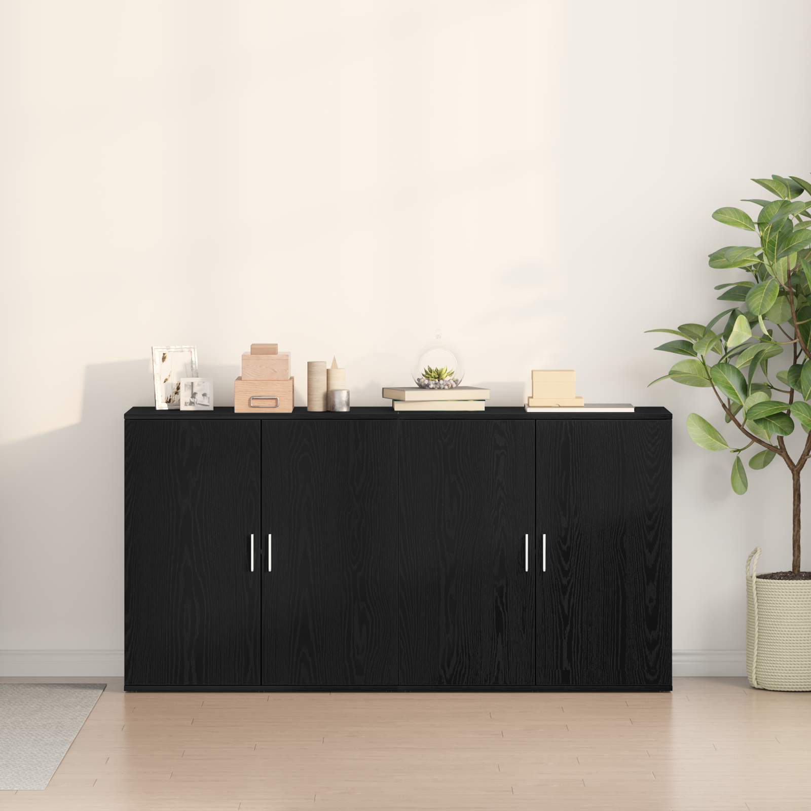 Sideboards 2 pcs Black Oak 79x38x80 cm Engineered Wood - Image 4