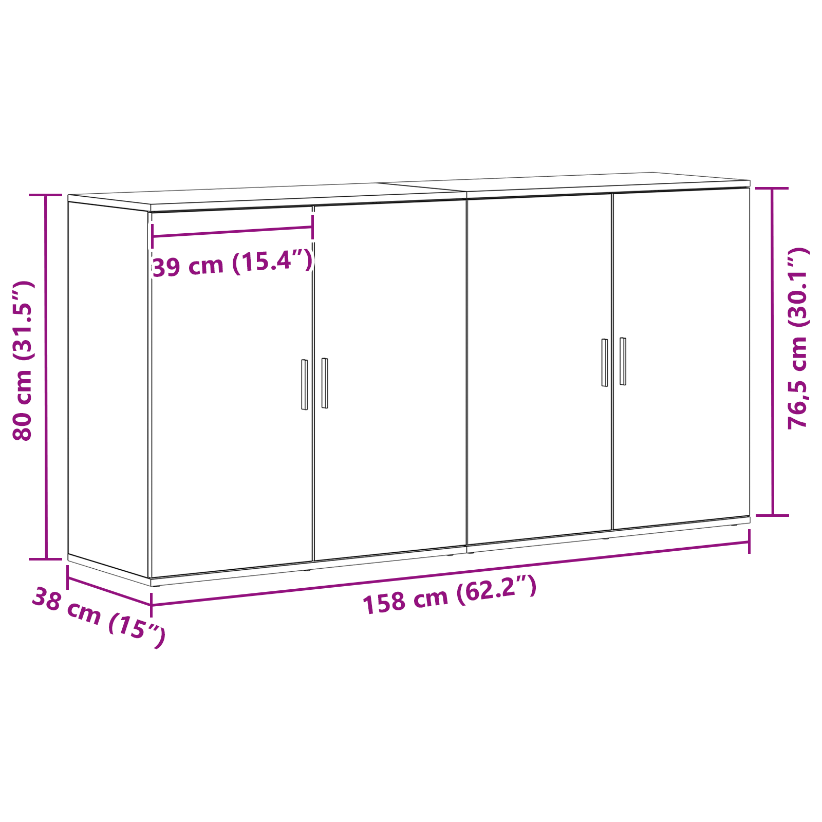 Sideboards 2 pcs Black Oak 79x38x80 cm Engineered Wood - Image 10