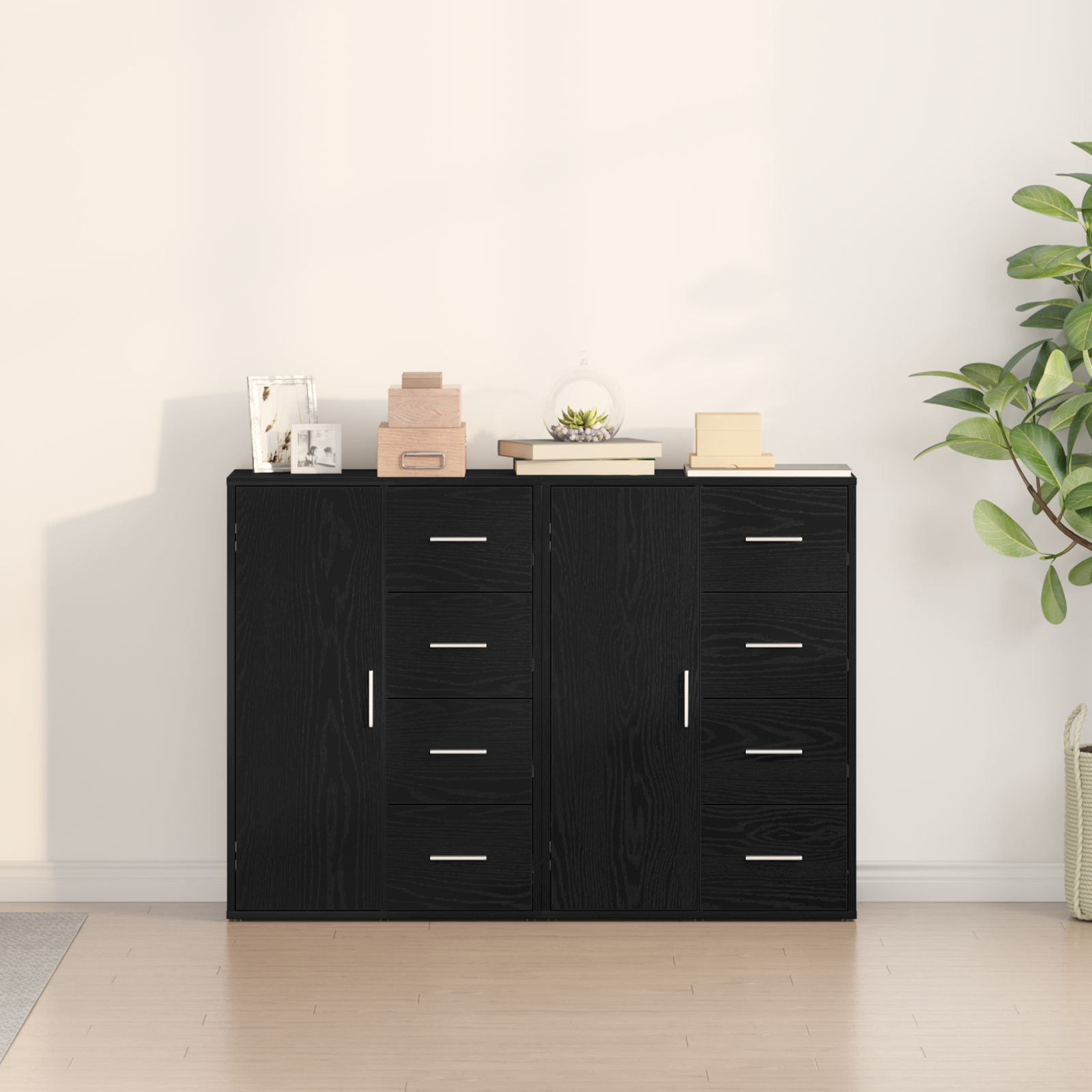 Sideboards 2 pcs Black Oak 60x31x84 cm Engineered Wood - Image 4