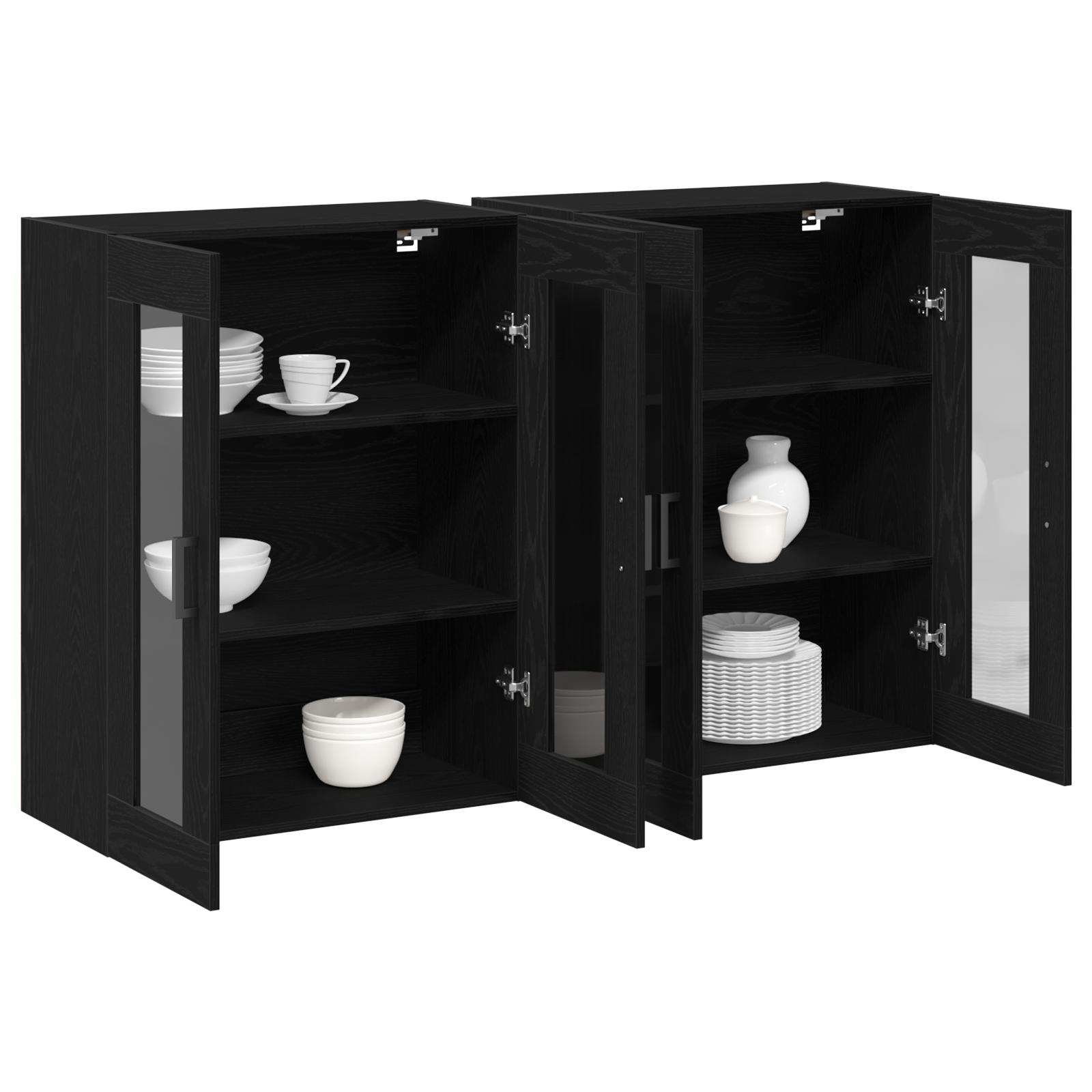 Wall Mounted Cabinets 2 pcs Black Oak 69,5x34x90 cm Engineered Wood - Image 3