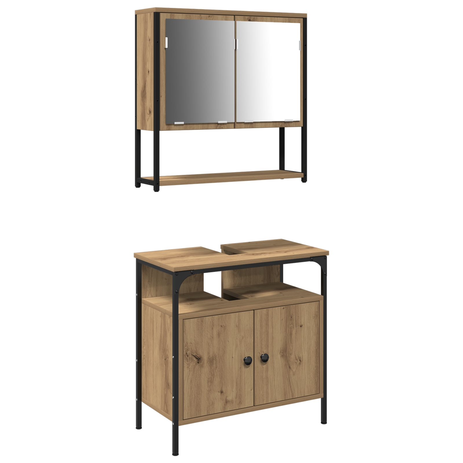 2 Piece Bathroom Furniture Set Artisan Oak Engineered Wood - Image 2