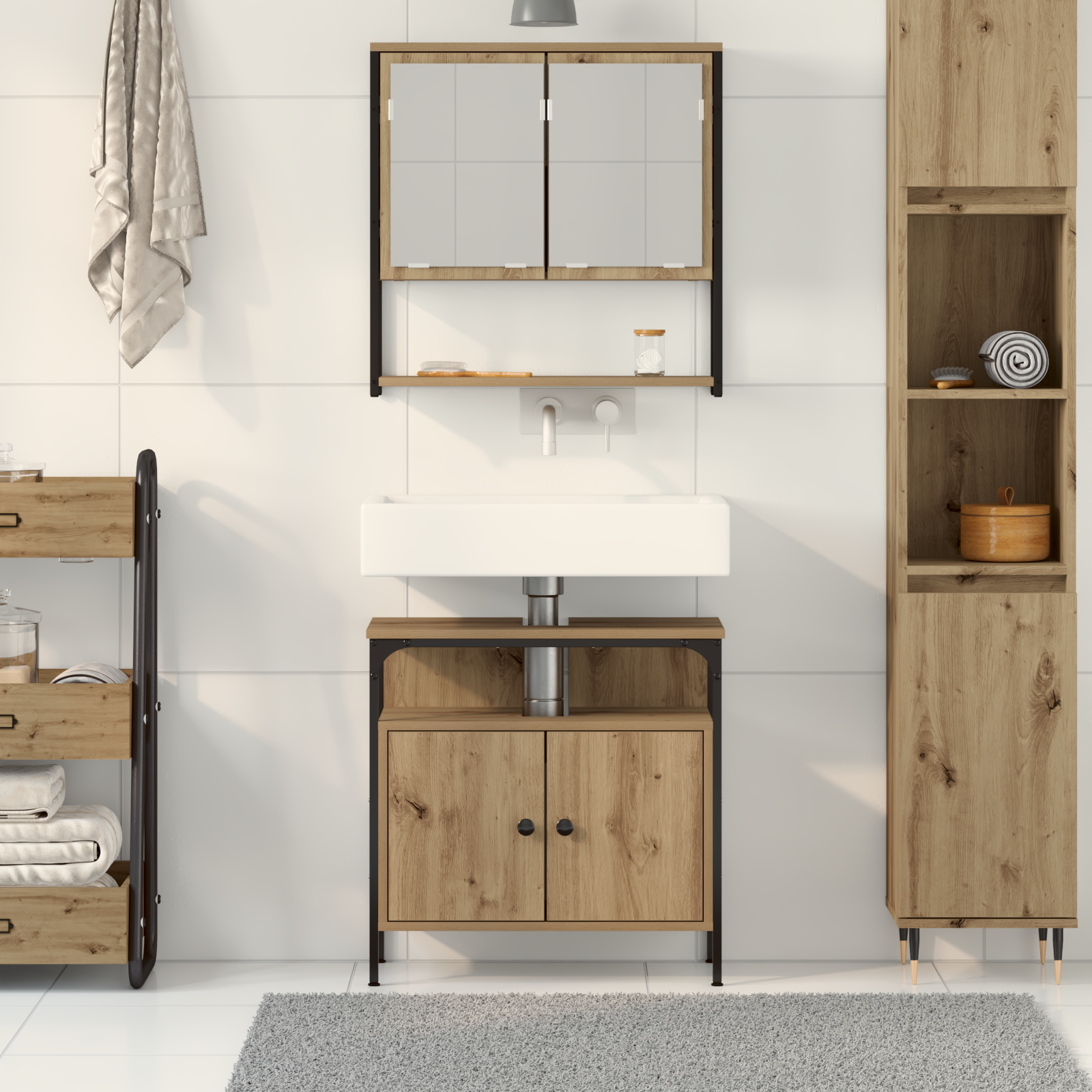 2 Piece Bathroom Furniture Set Artisan Oak Engineered Wood - Image 4
