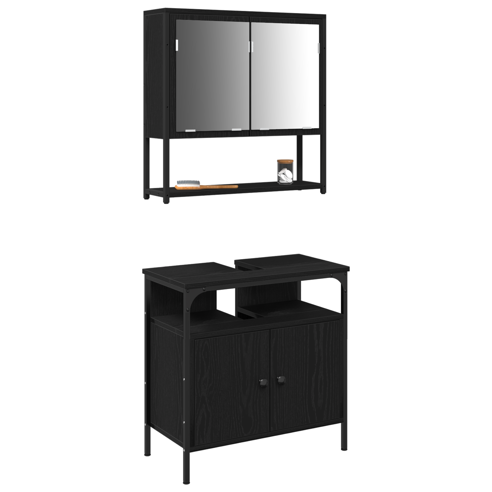 2 Piece Bathroom Furniture Set Black Oak Engineered Wood - Image 3