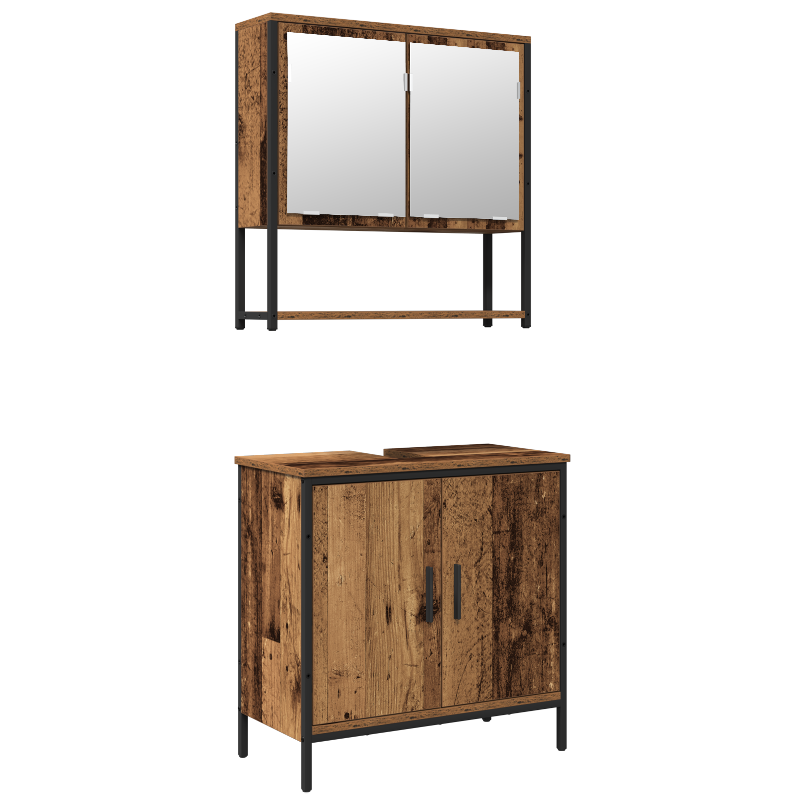 2 Piece Bathroom Furniture Set Old Wood Engineered Wood - Image 2