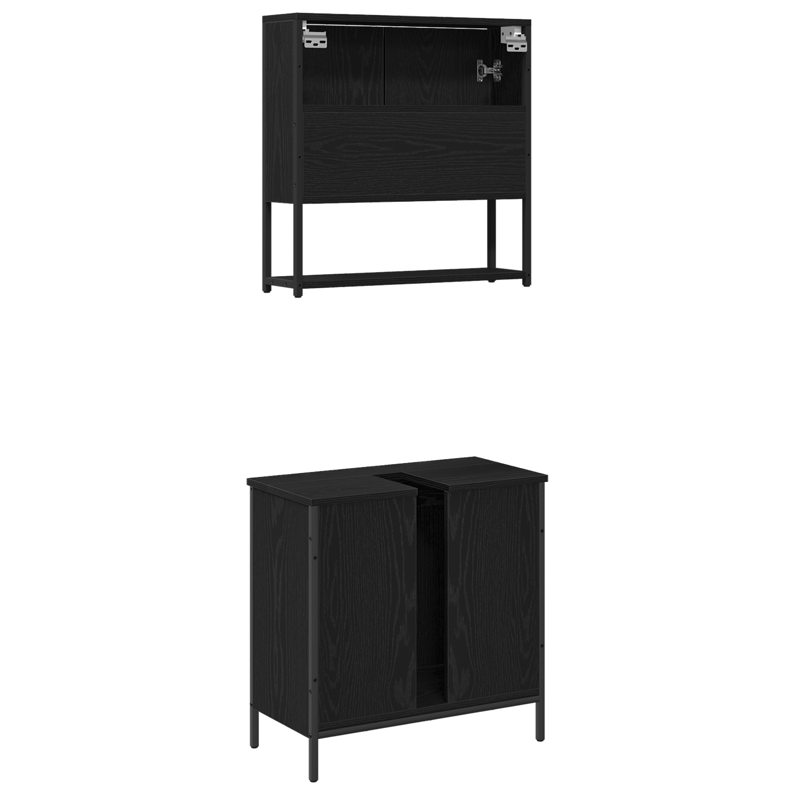 2 Piece Bathroom Furniture Set Black Oak Engineered Wood - Image 8