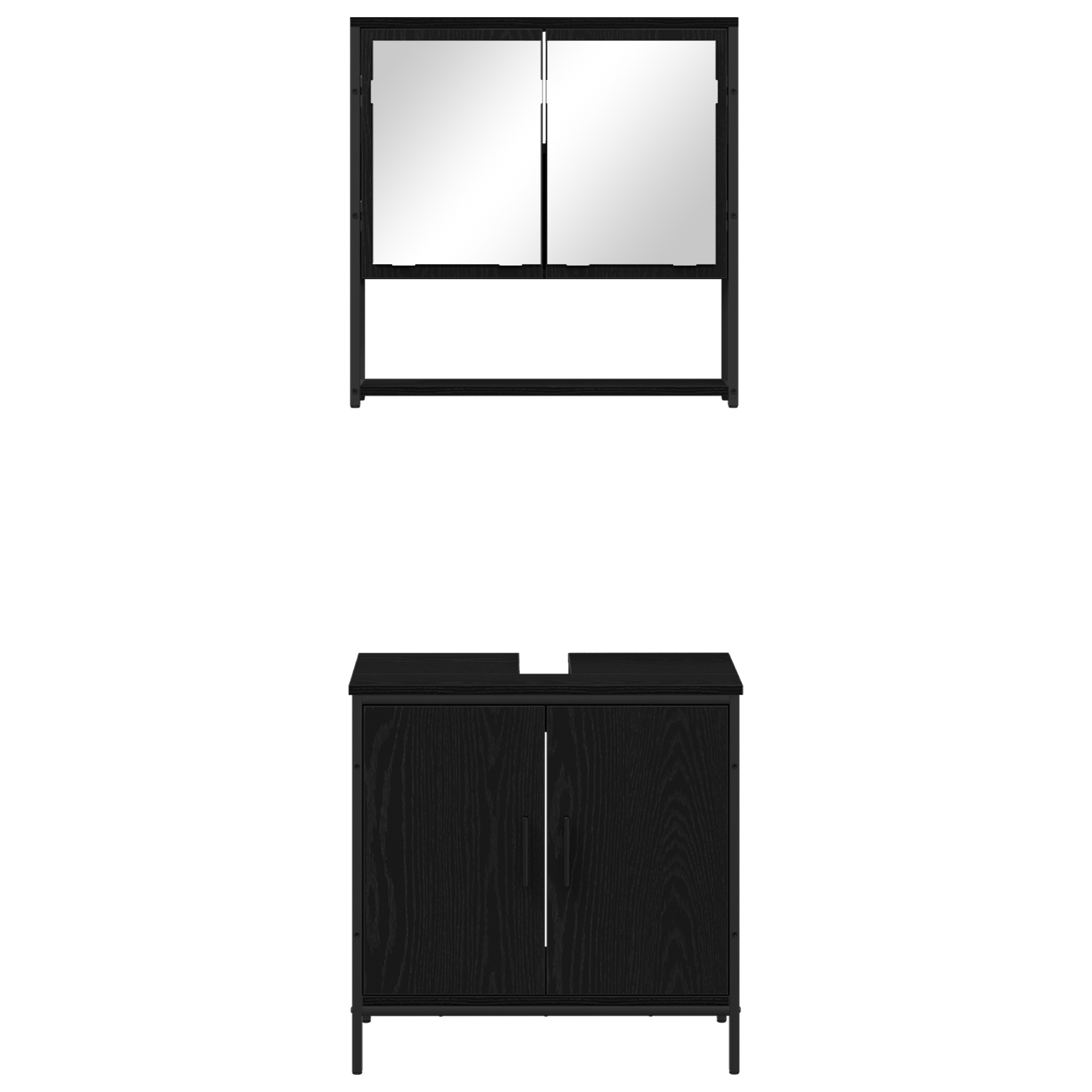 2 Piece Bathroom Furniture Set Black Oak Engineered Wood - Image 6