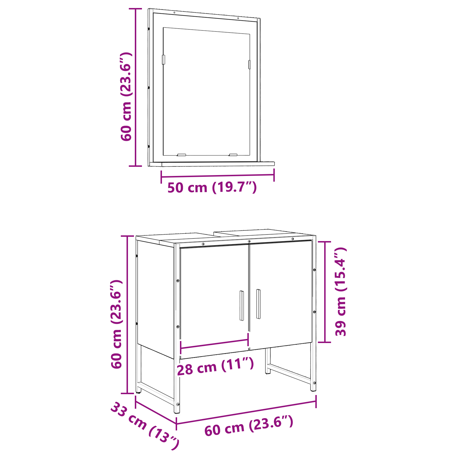 2 Piece Bathroom Cabinet Set Old Wood Engineered Wood - Image 11