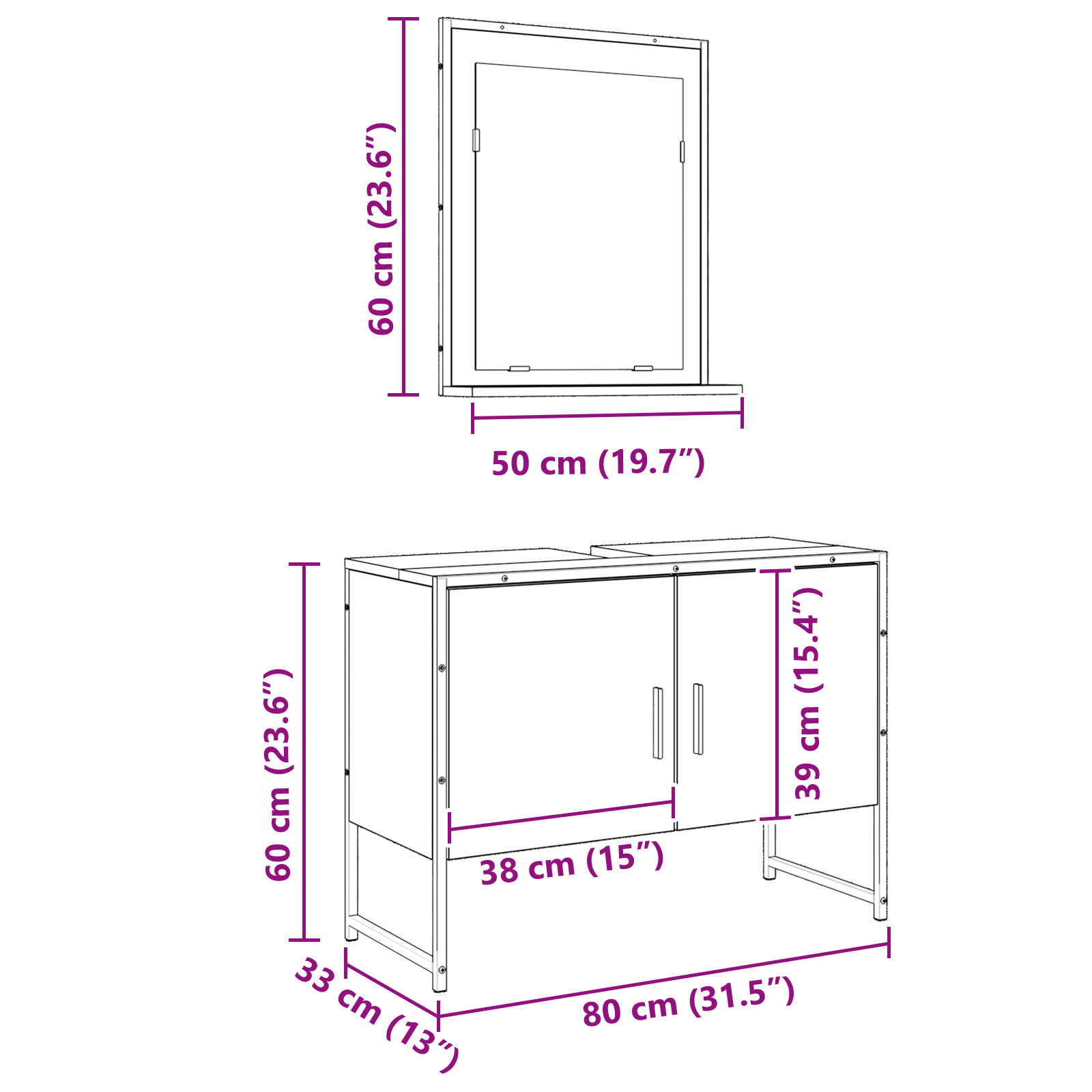 2 Piece Bathroom Furniture Set Old Wood Engineered Wood - Image 11