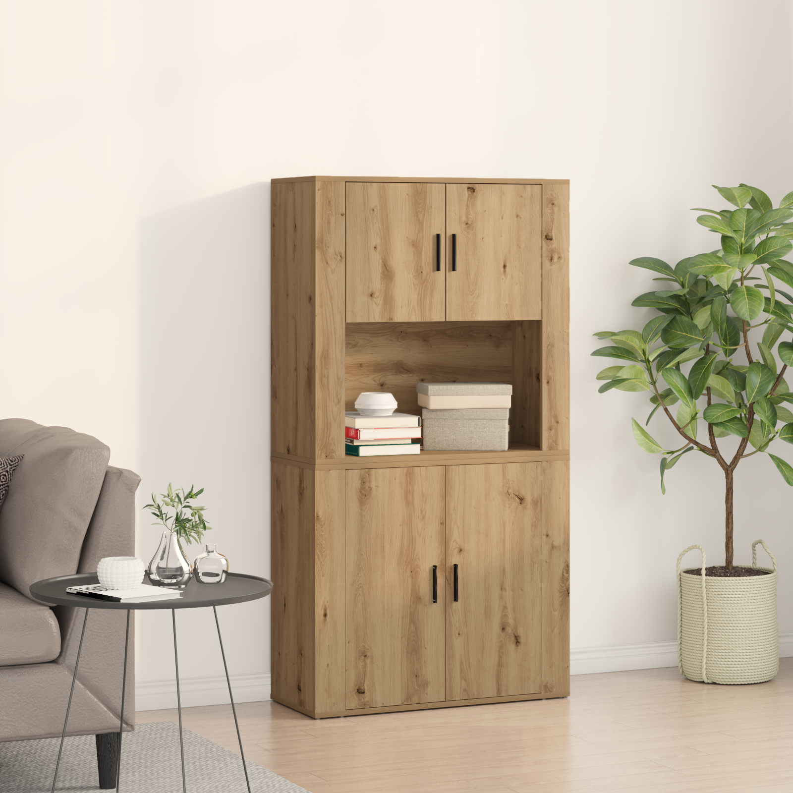 Thumbnail - vidaXL Hochschrank Artisan Eiche 80x33x150 cm Holzwerkstoff