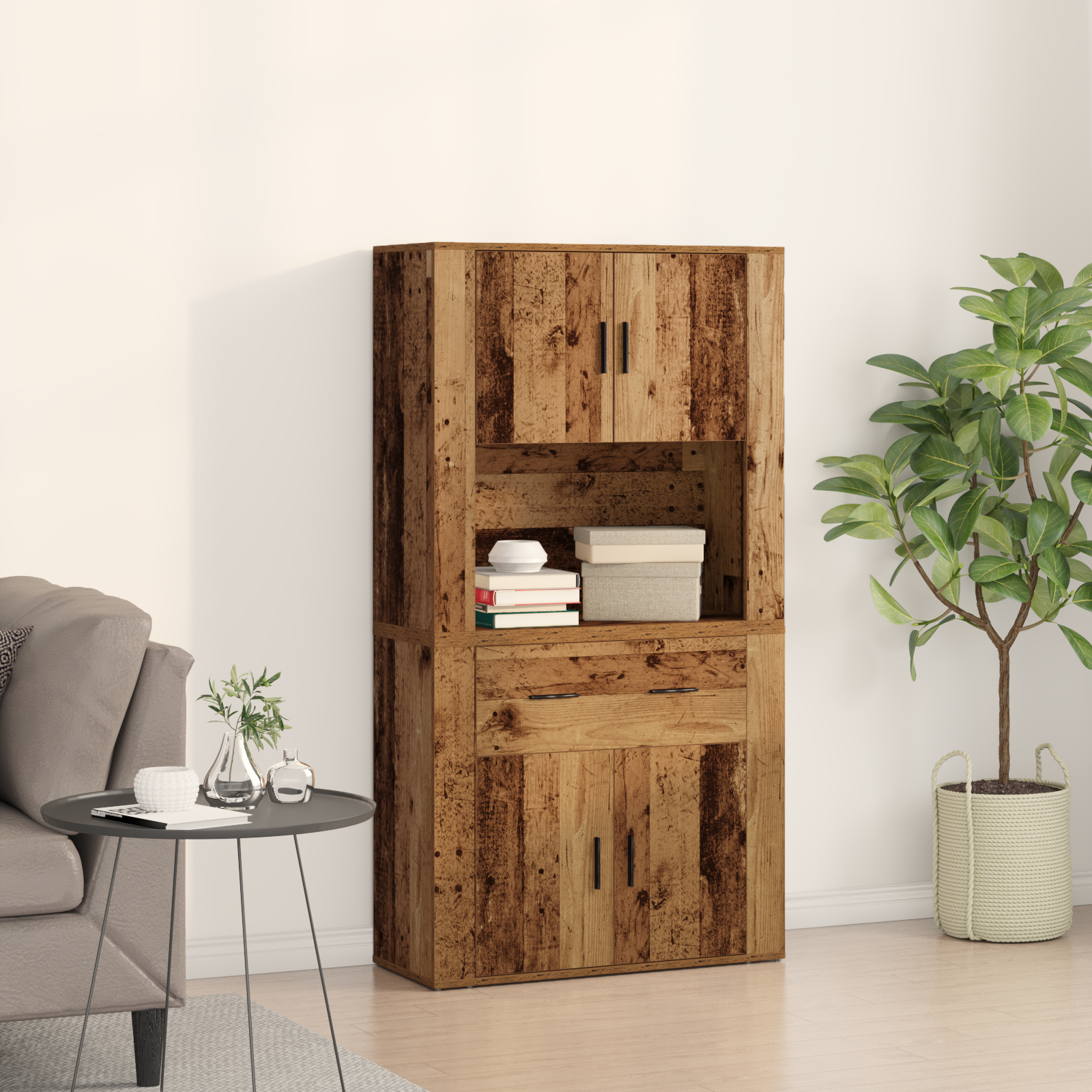 Thumbnail - vidaXL Hochschrank Alte Holz 80x33x150 cm Ingeniuerholz