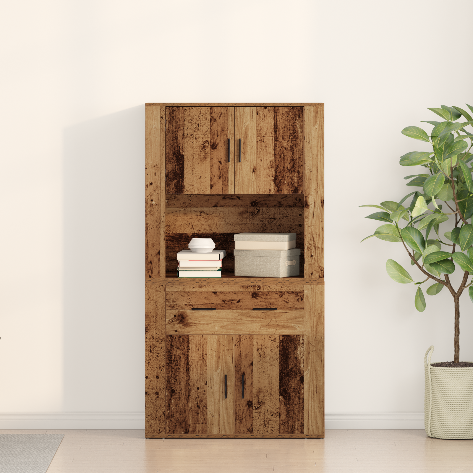 Highboard Old Wood 80x33x150 cm Engineered Wood - Image 4