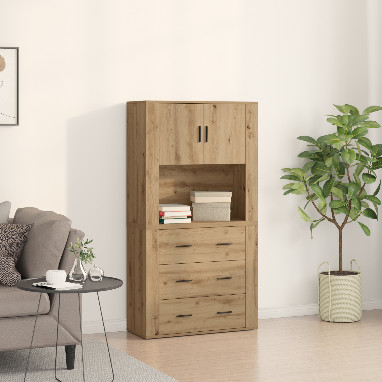 Aukšta meistro ąžuolo spinta 80x33x150 cm Perdirbta mediena