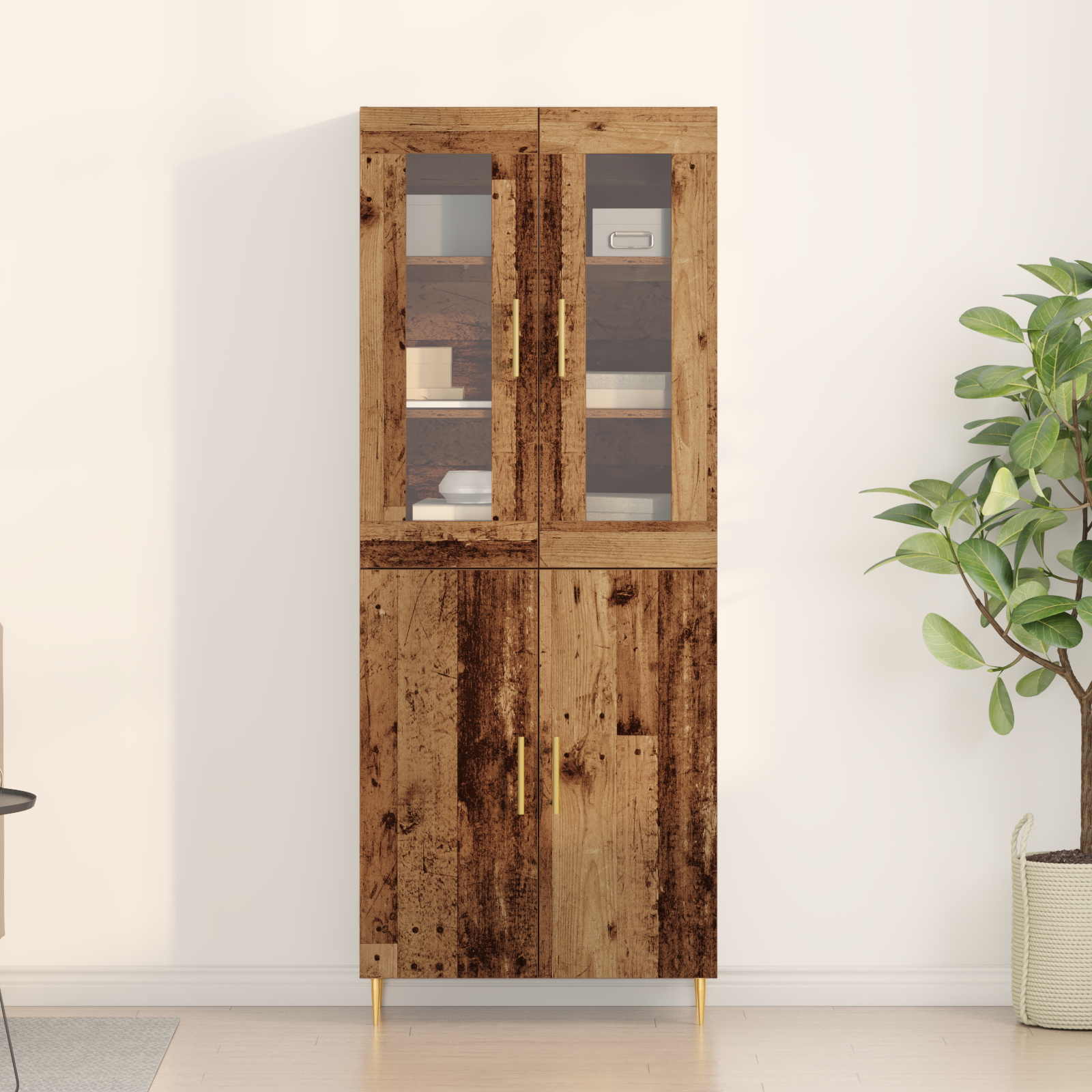 Highboard Old Wood 69.5x34x180 cm Engineered Wood - Image 4