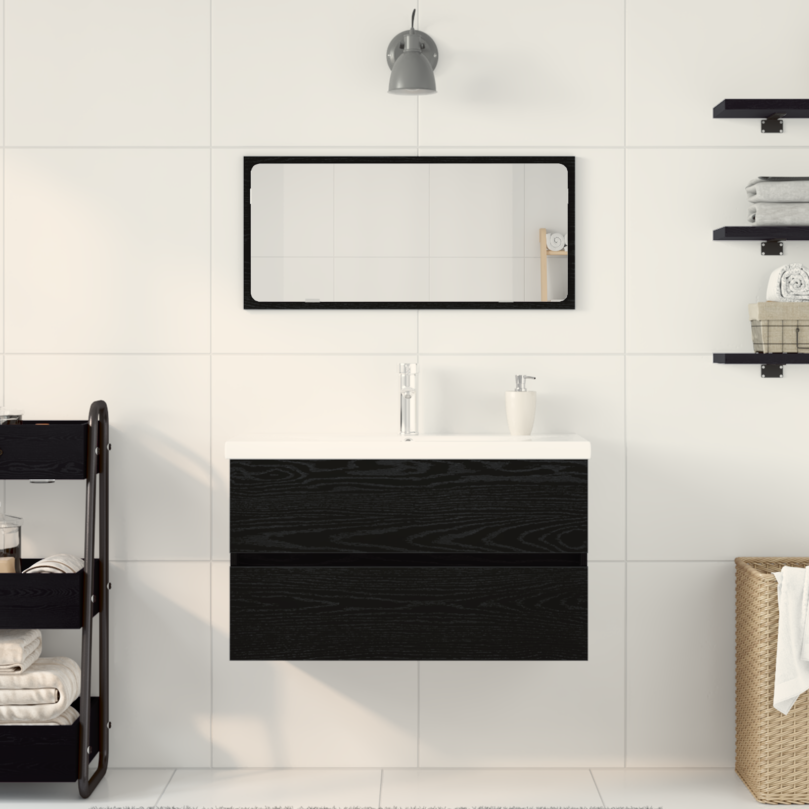 Bathroom Furniture Set Black Oak Engineered Wood - Image 4
