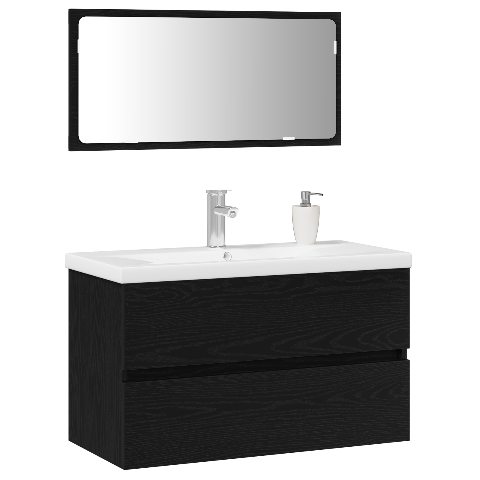 Bathroom Furniture Set Black Oak Engineered Wood - Image 3