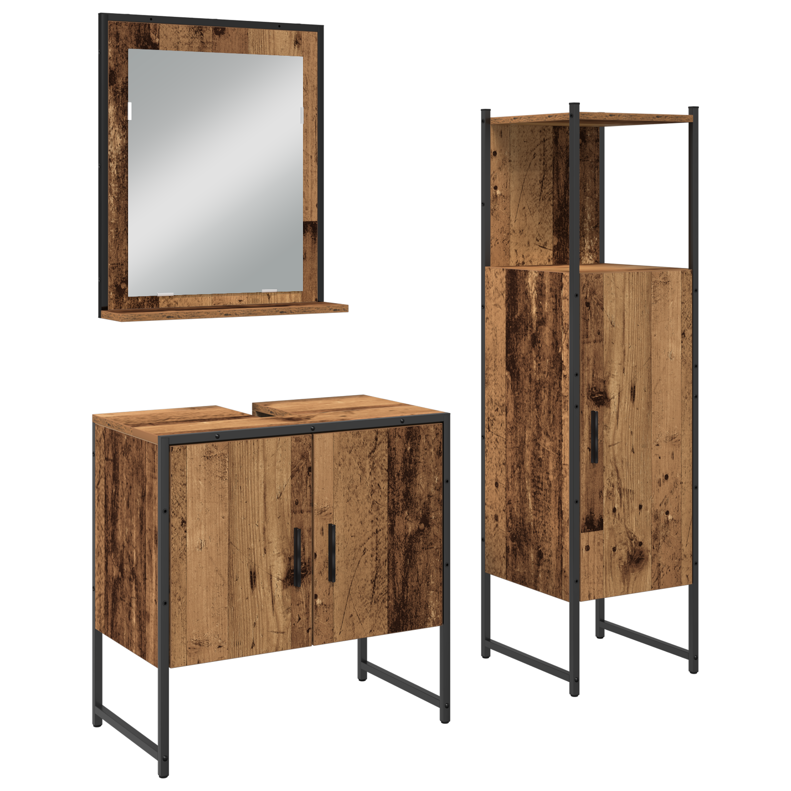 Thumbnail - vidaXL 3-tlg. Badschrank-Set Altholz Holzwerkstoff