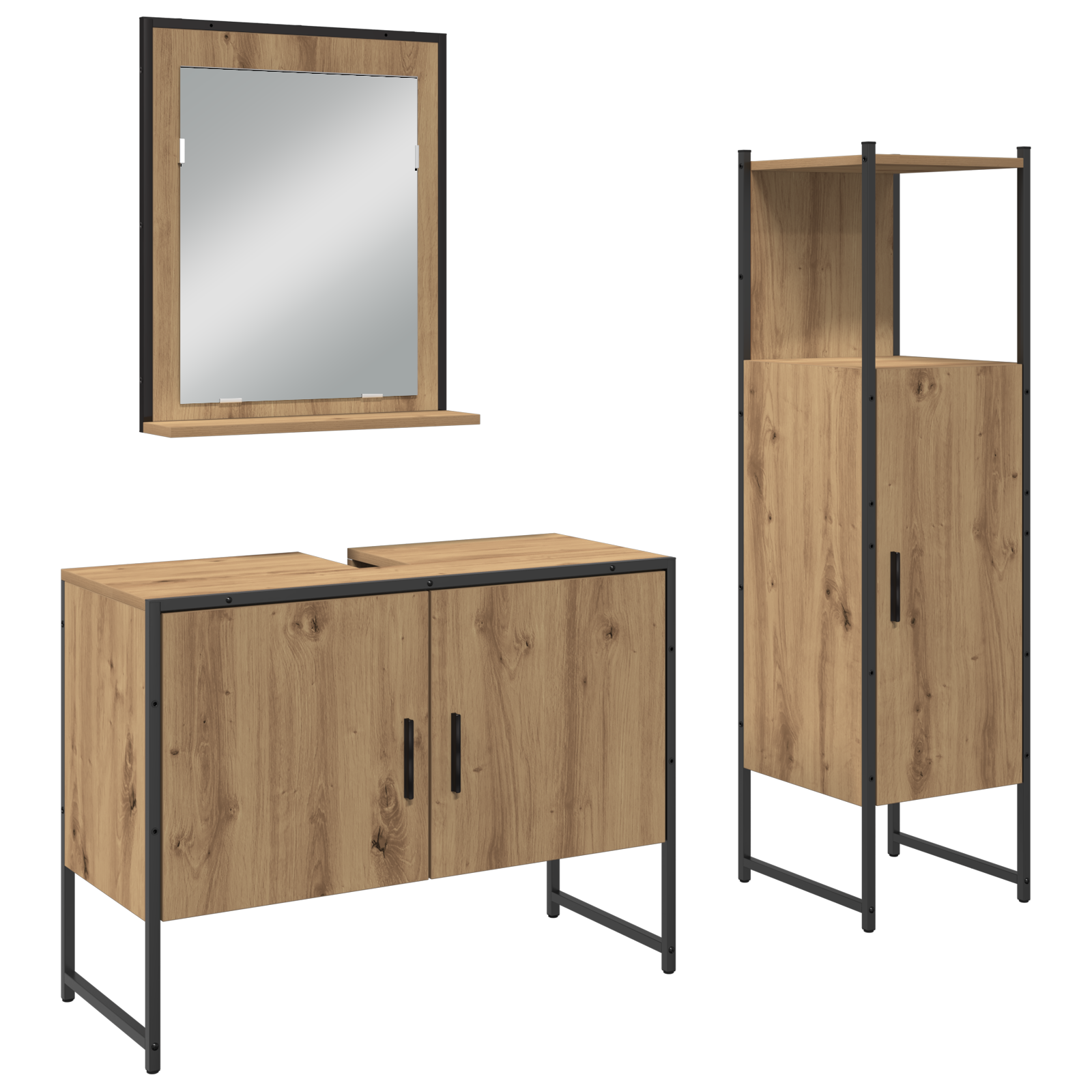 Thumbnail - vidaXL 3-teiliges Badezimmermöbelset Artisan Eiche, engineered wood
