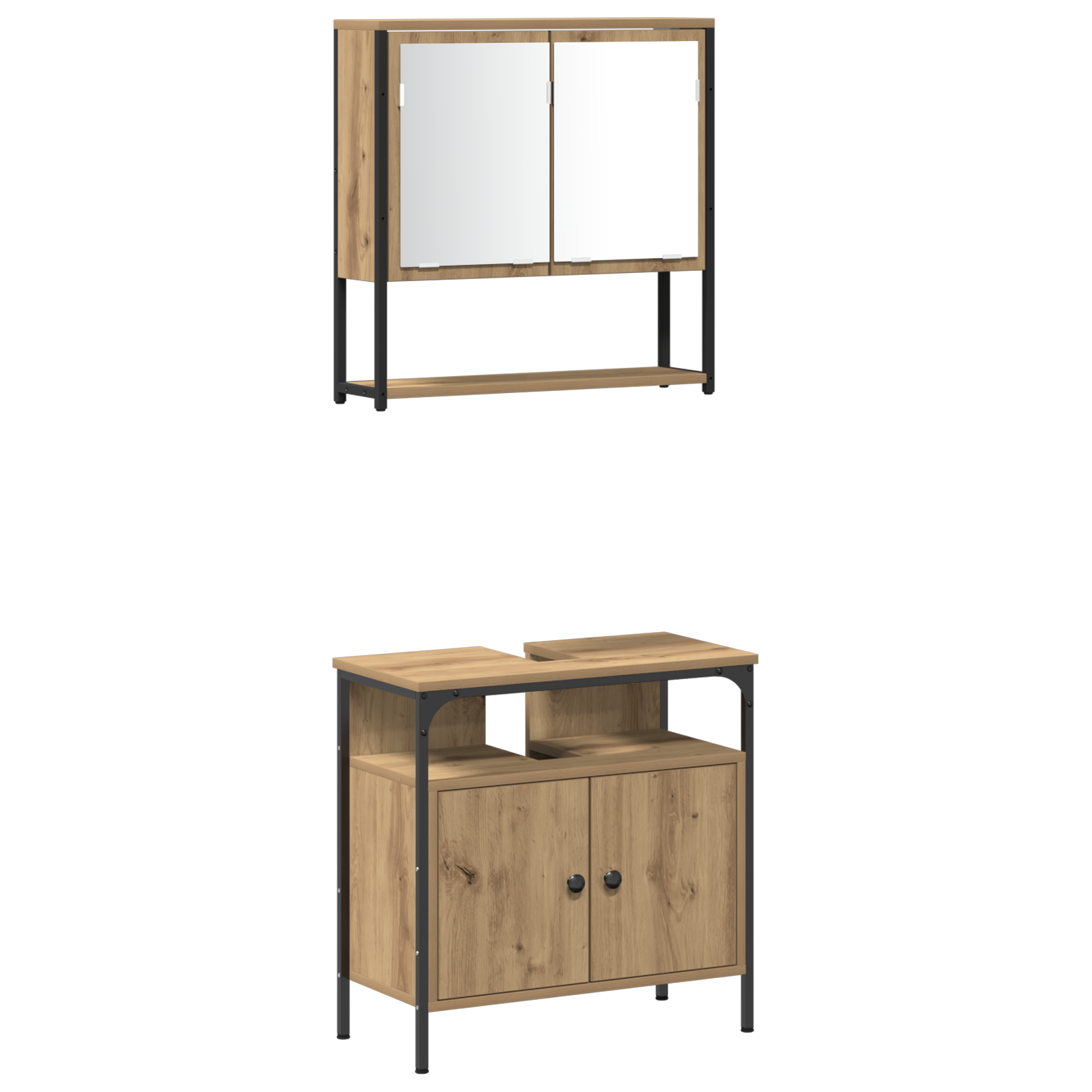 3 Piece Bathroom Furniture Set Artisan Oak Engineered Wood - Image 6