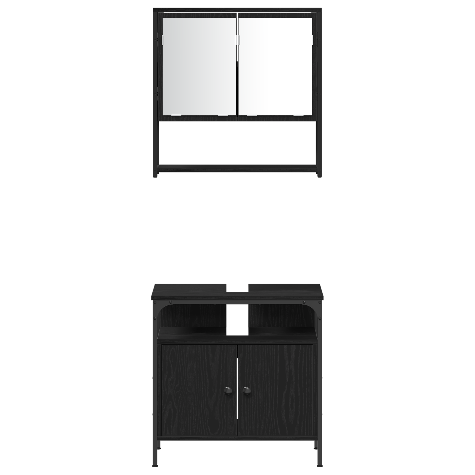 3 Piece Bathroom Furniture Set Black Oak Engineered Wood - Image 8