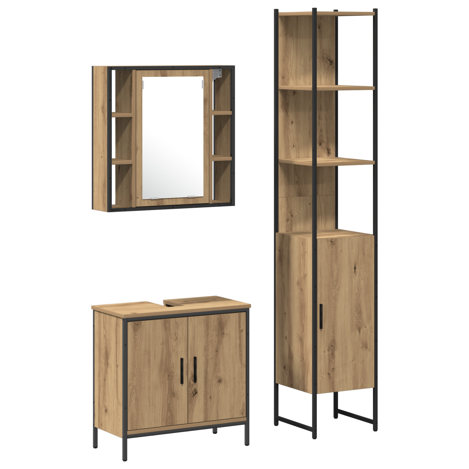 Bathroom Cabinet Artisan Oak 33x33x185.5 cm Engineered Wood - Image 2