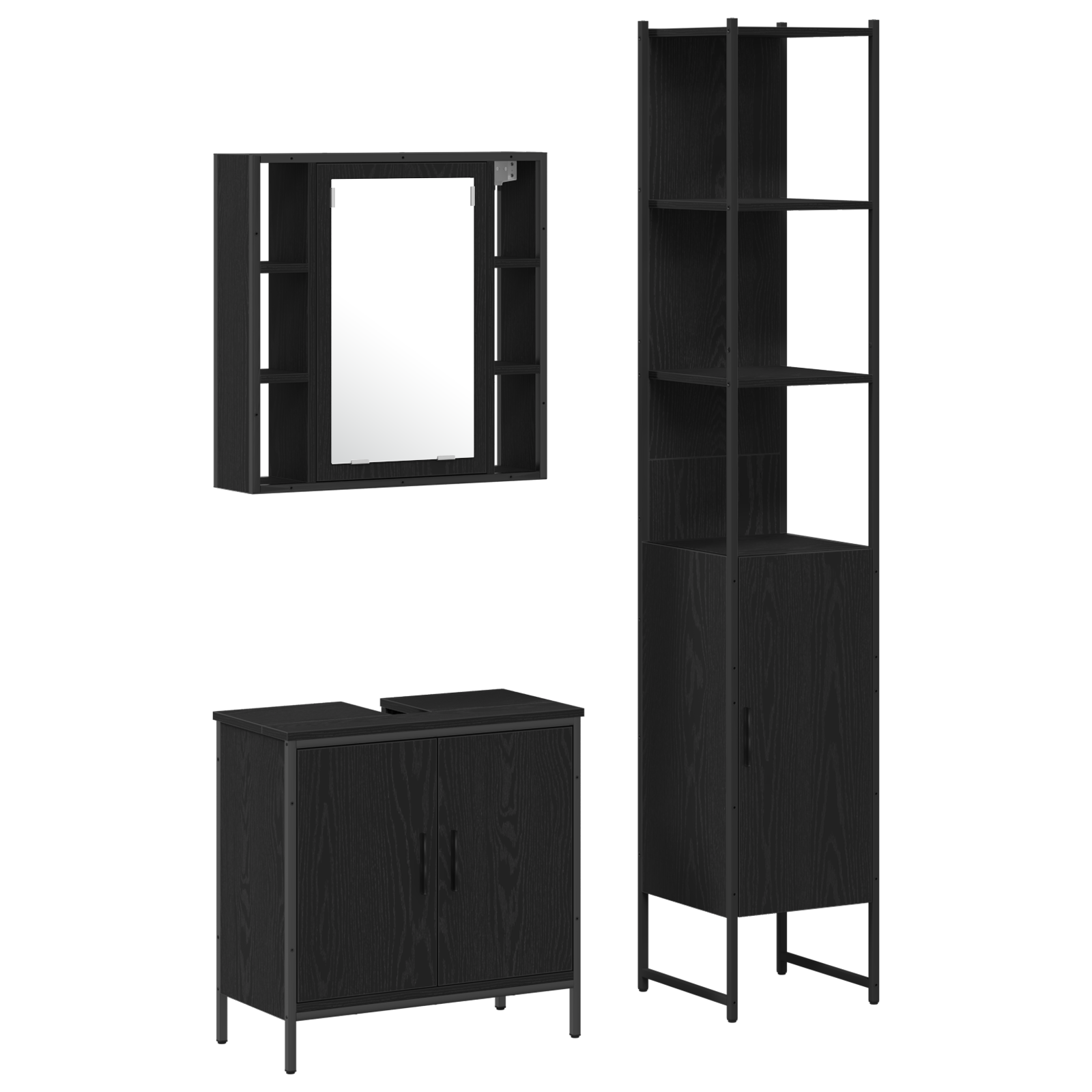 Bathroom Sink Cabinet Black Oak 60x30x60 cm Engineered Wood - Image 2