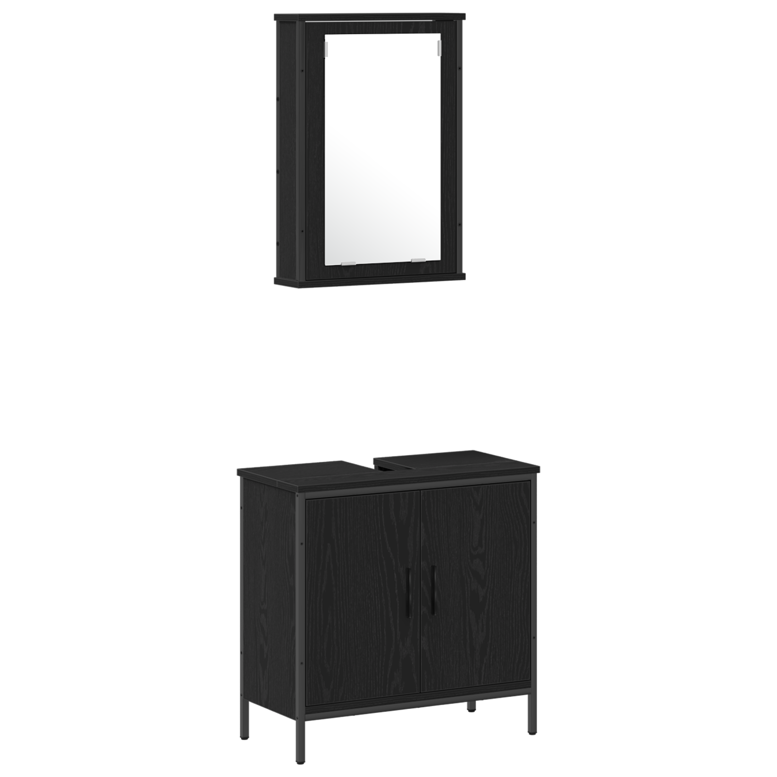 3 Piece Bathroom Furniture Set Black Oak Engineered Wood - Image 6