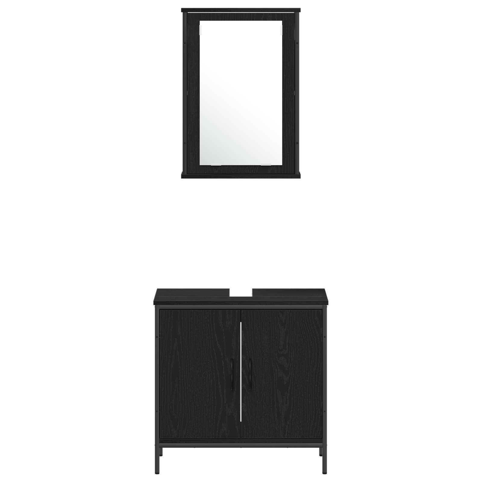 3 Piece Bathroom Furniture Set Black Oak Engineered Wood - Image 8