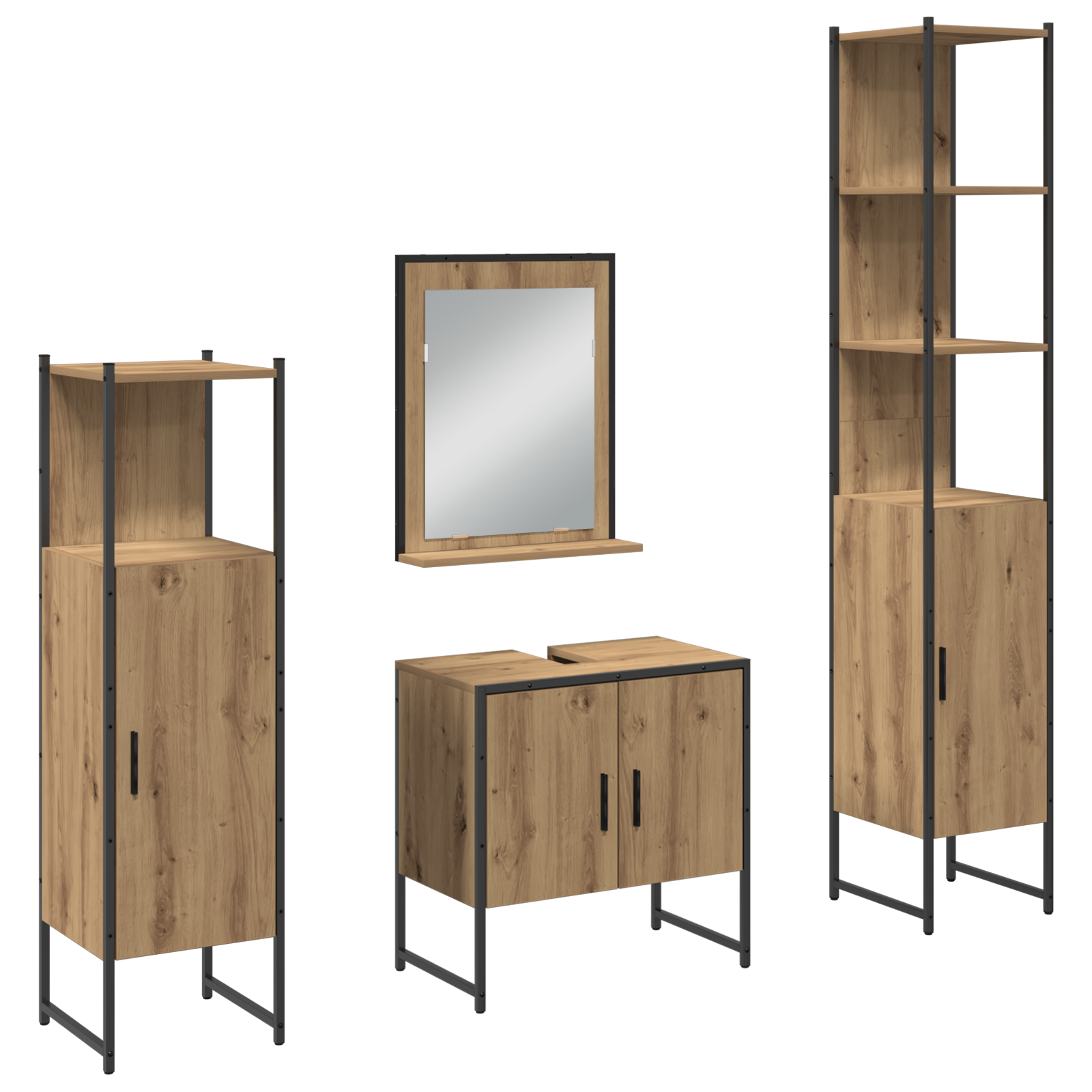 4 Piece Bathroom Furniture Set Artisan Oak Engineered Wood - Image 2