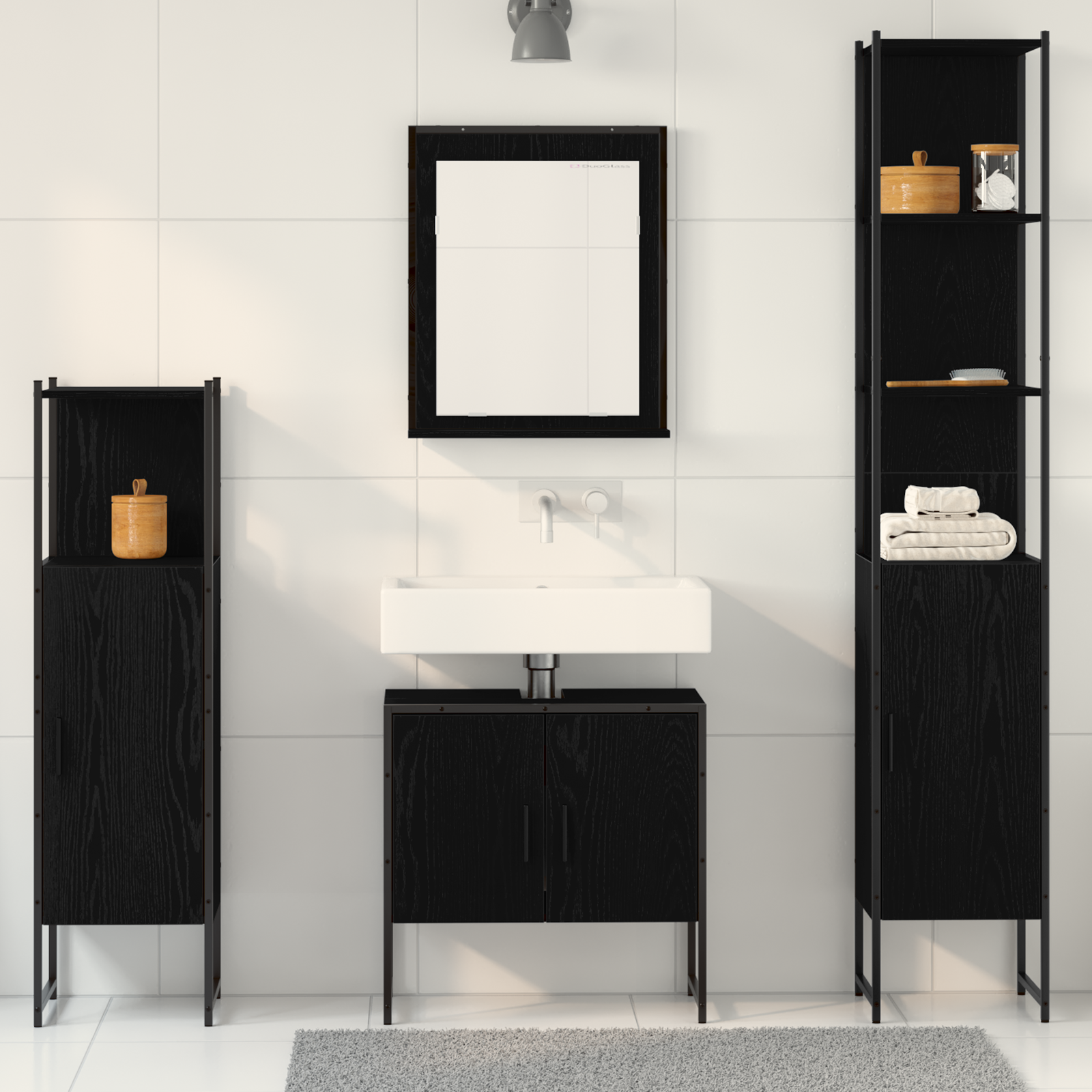 4 Piece Bathroom Furniture Set in Black Oak - Engineered Wood - Image 4