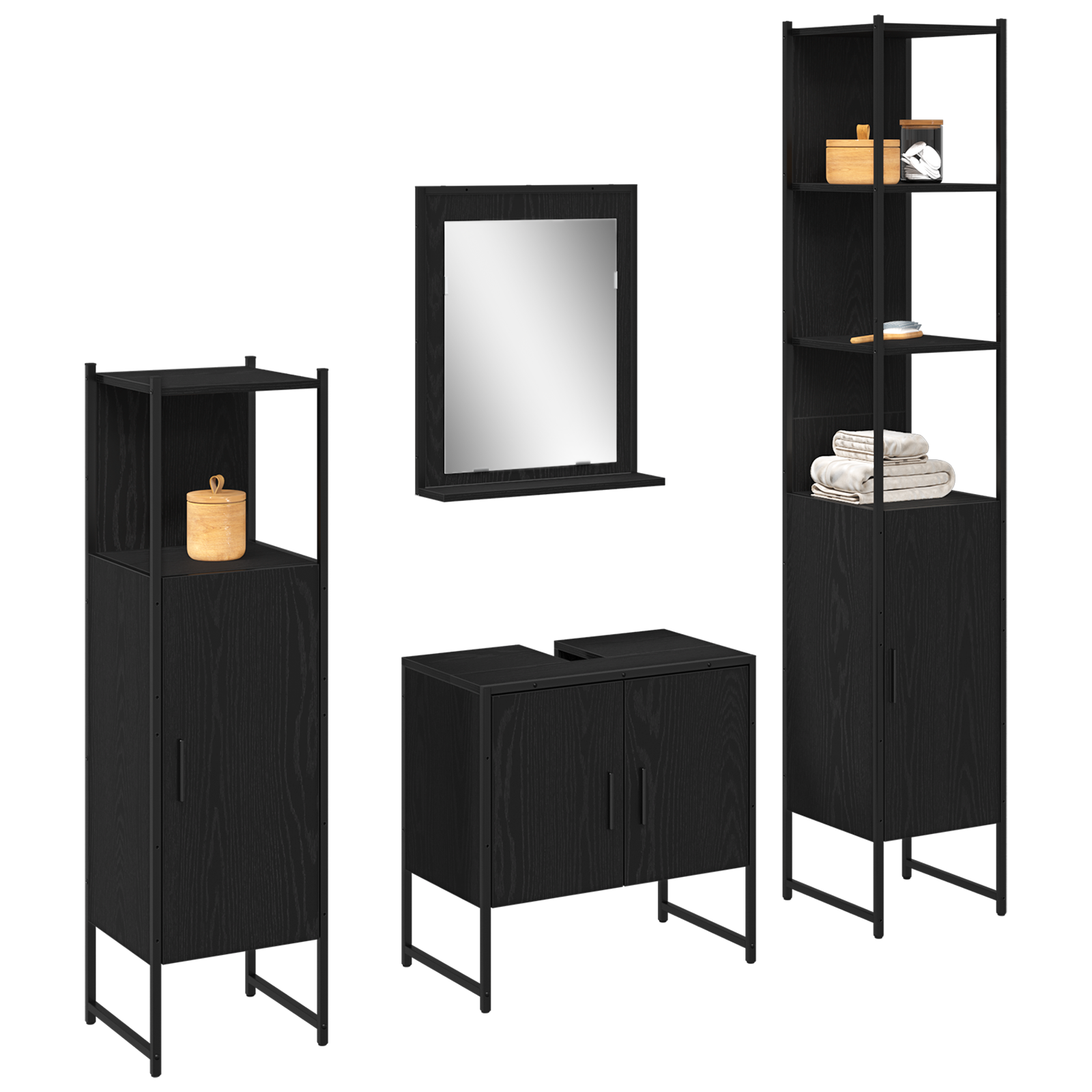 4 Piece Bathroom Furniture Set in Black Oak - Engineered Wood - Image 3