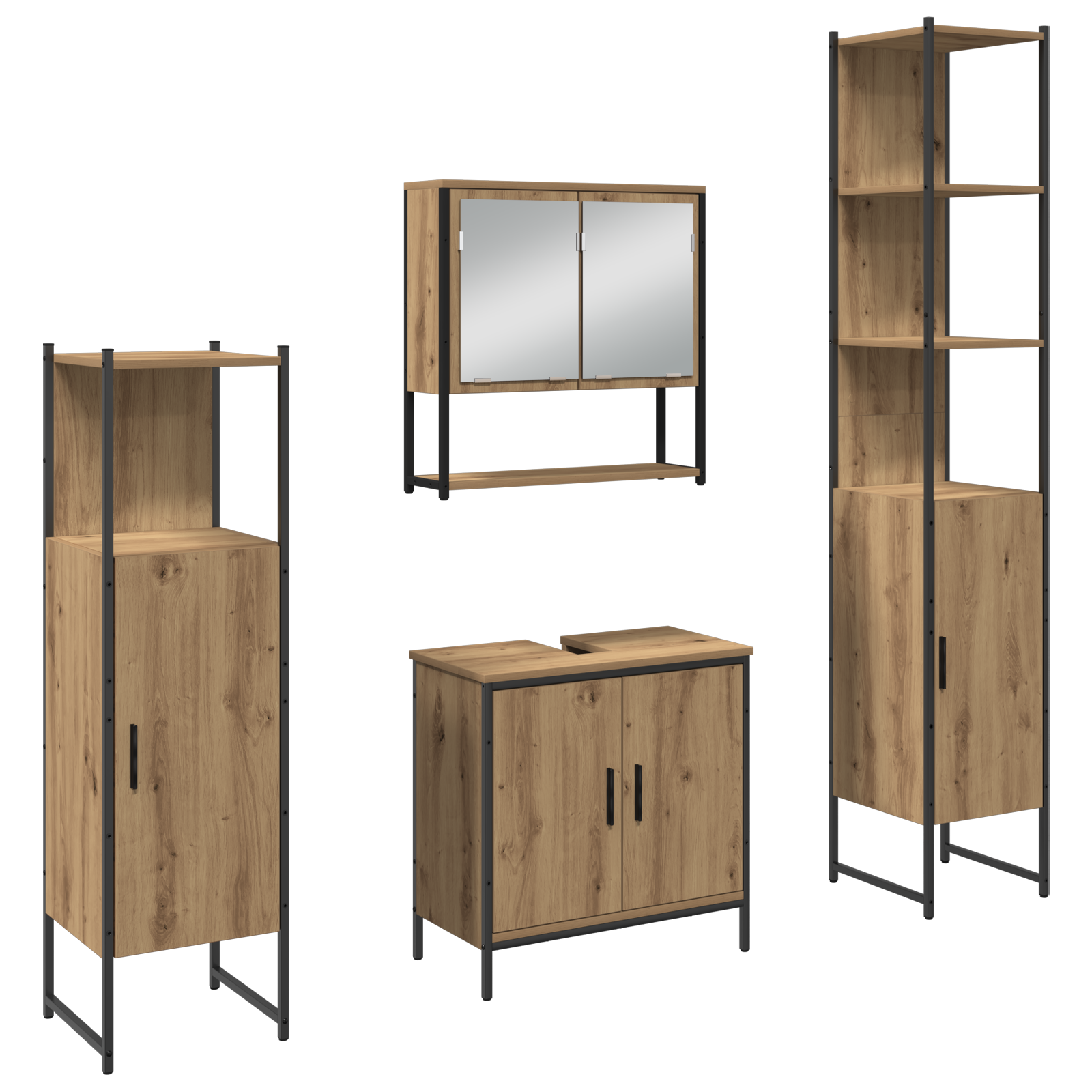 4 Piece Bathroom Furniture Set Artisan Oak Engineered Wood - Image 2