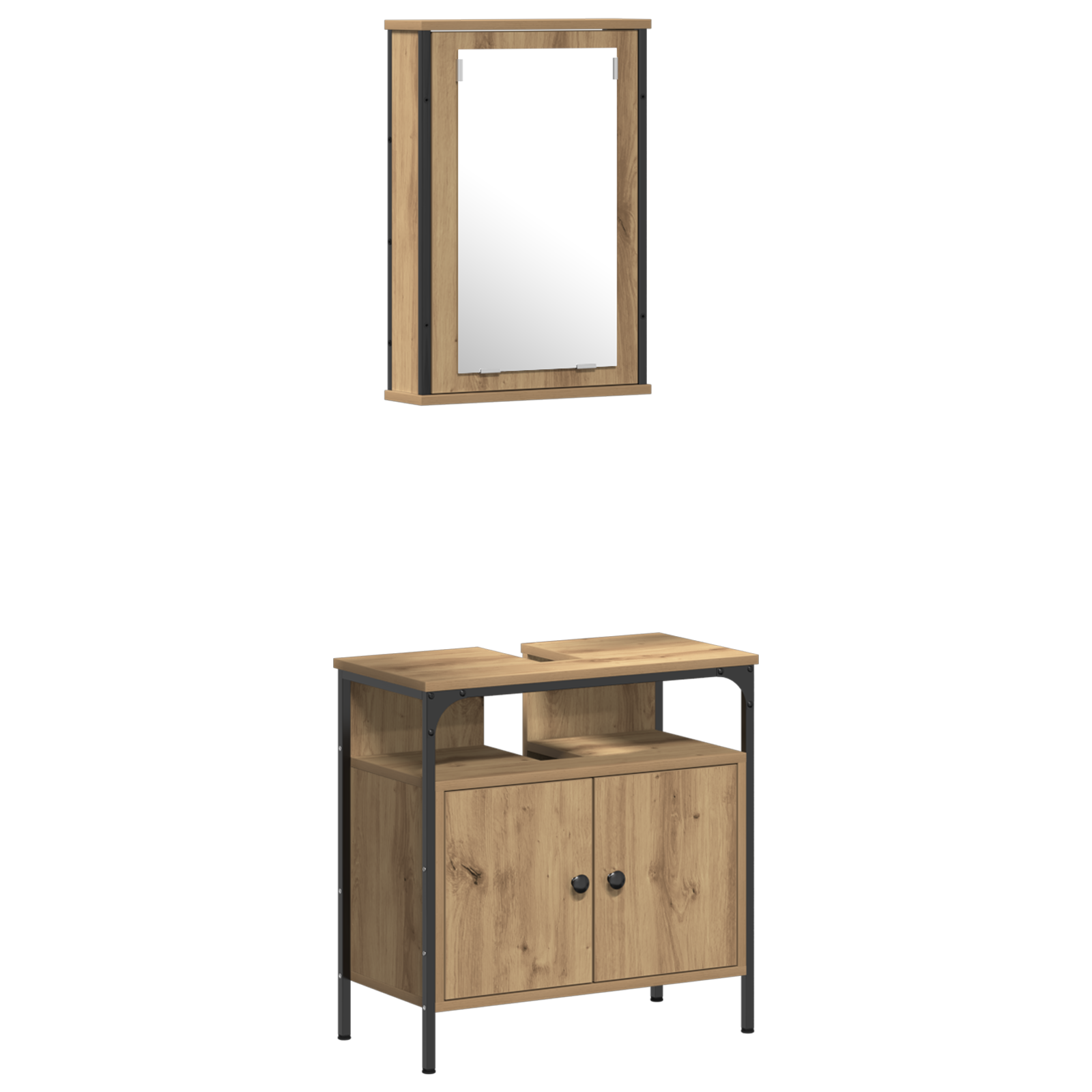4 Piece Bathroom Furniture Set Artisan Oak Engineered Wood - Image 6