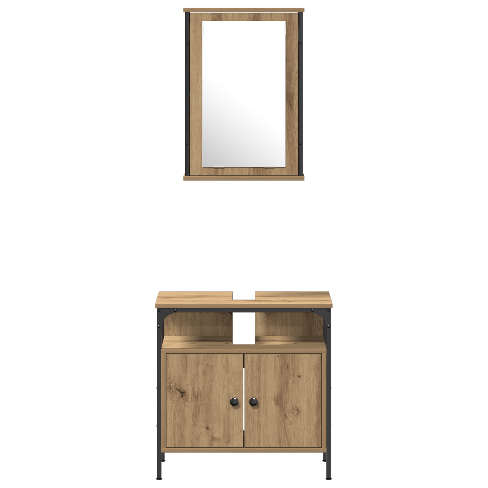 4 Piece Bathroom Furniture Set Artisan Oak Engineered Wood - Image 9