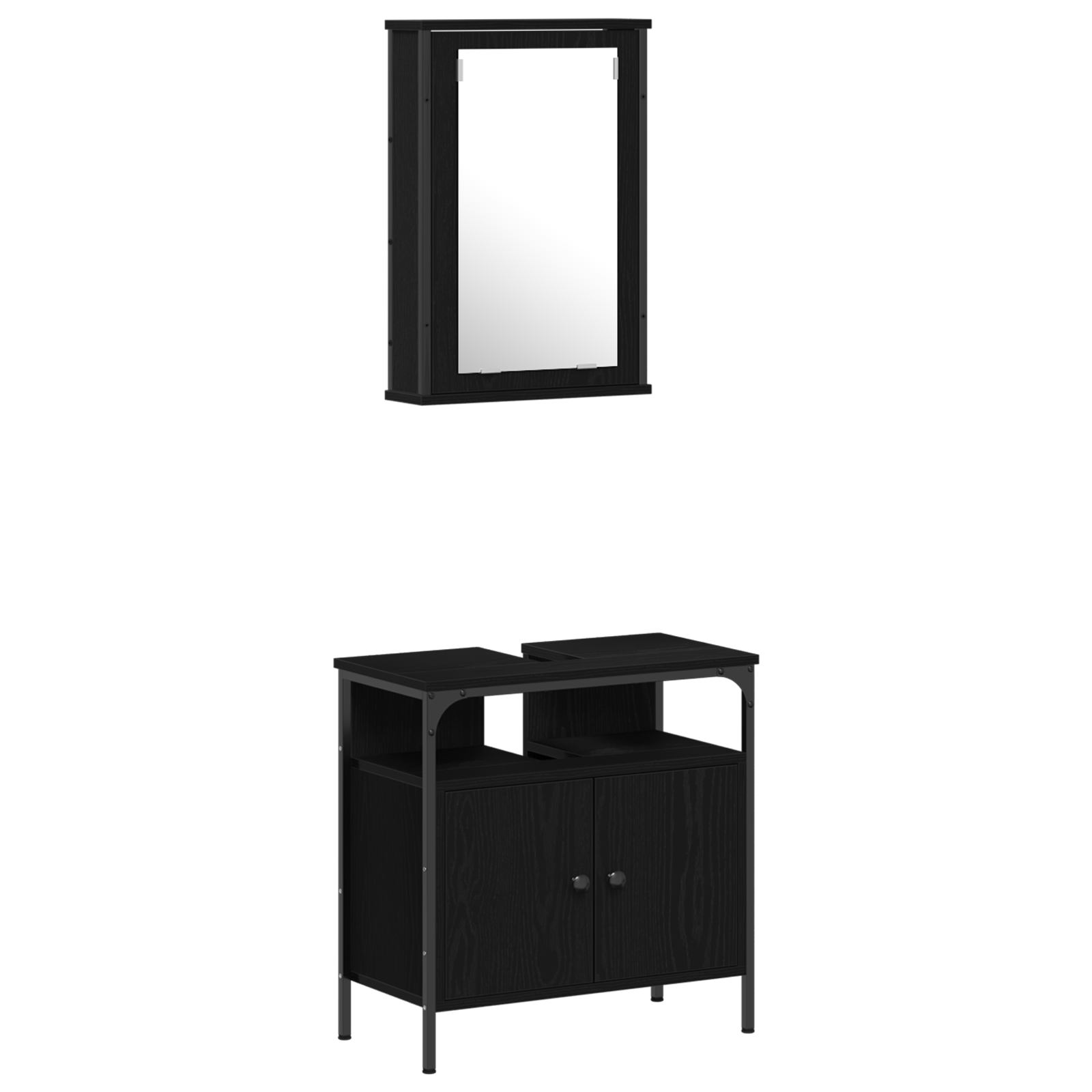 4 Piece Bathroom Furniture Set Black Oak Engineered Wood - Image 6