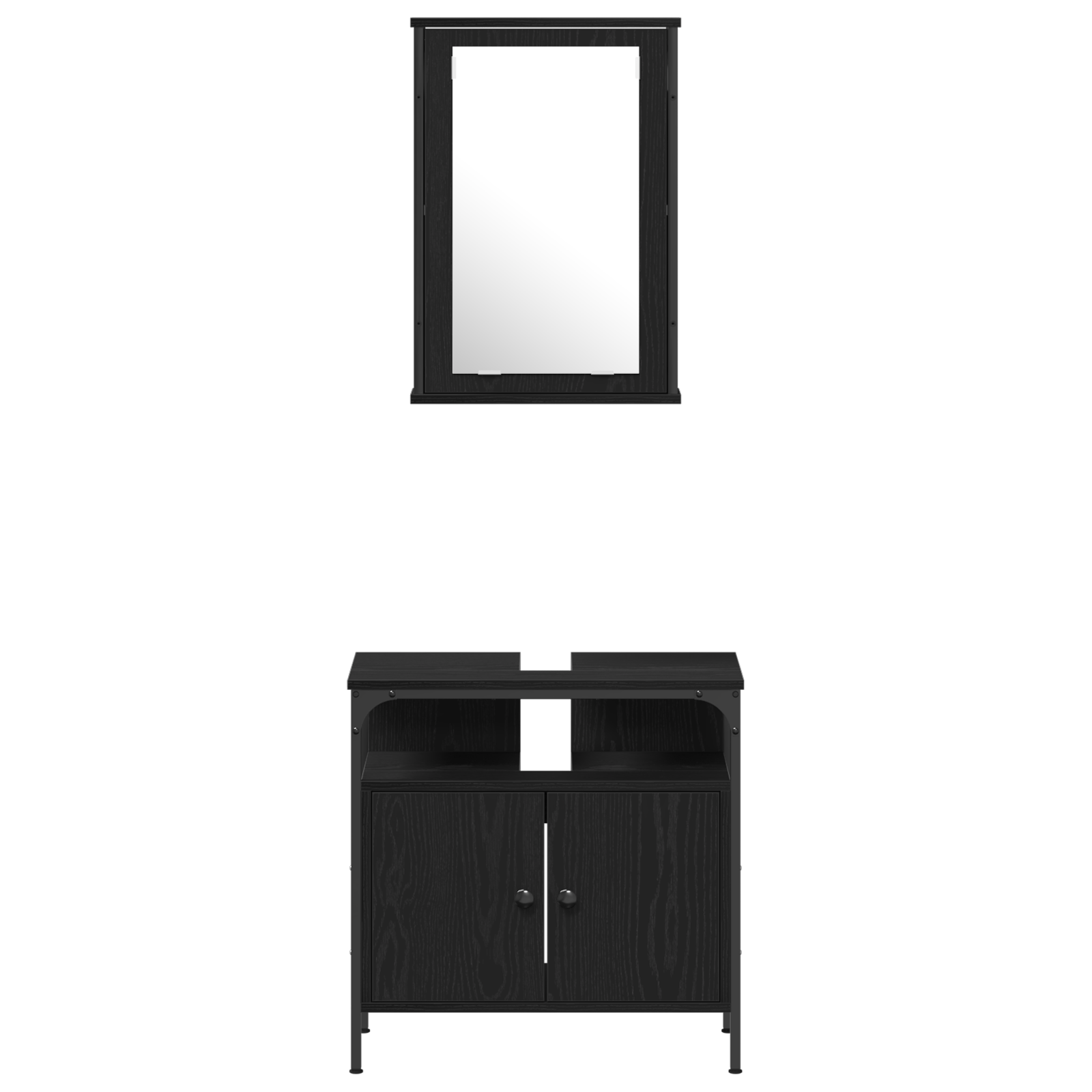 4 Piece Bathroom Furniture Set Black Oak Engineered Wood - Image 9