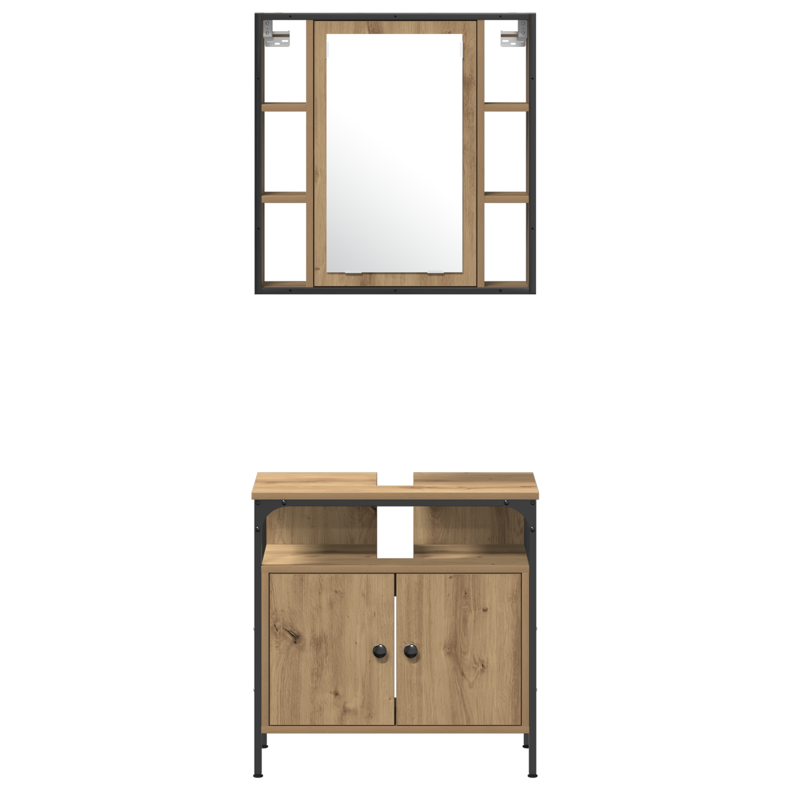 4 Piece Bathroom Furniture Set Artisan Oak Engineered Wood - Image 9