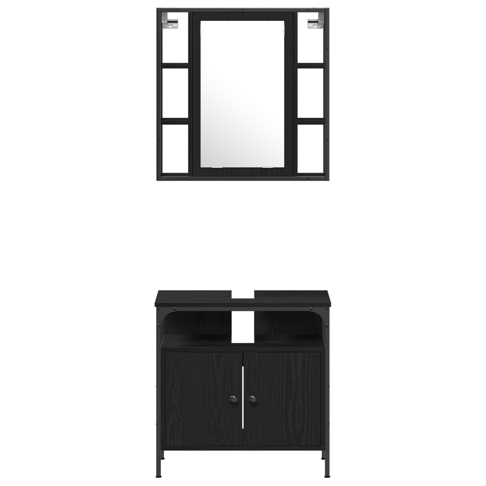 4 Piece Bathroom Furniture Set Black Oak Engineered Wood - Image 9