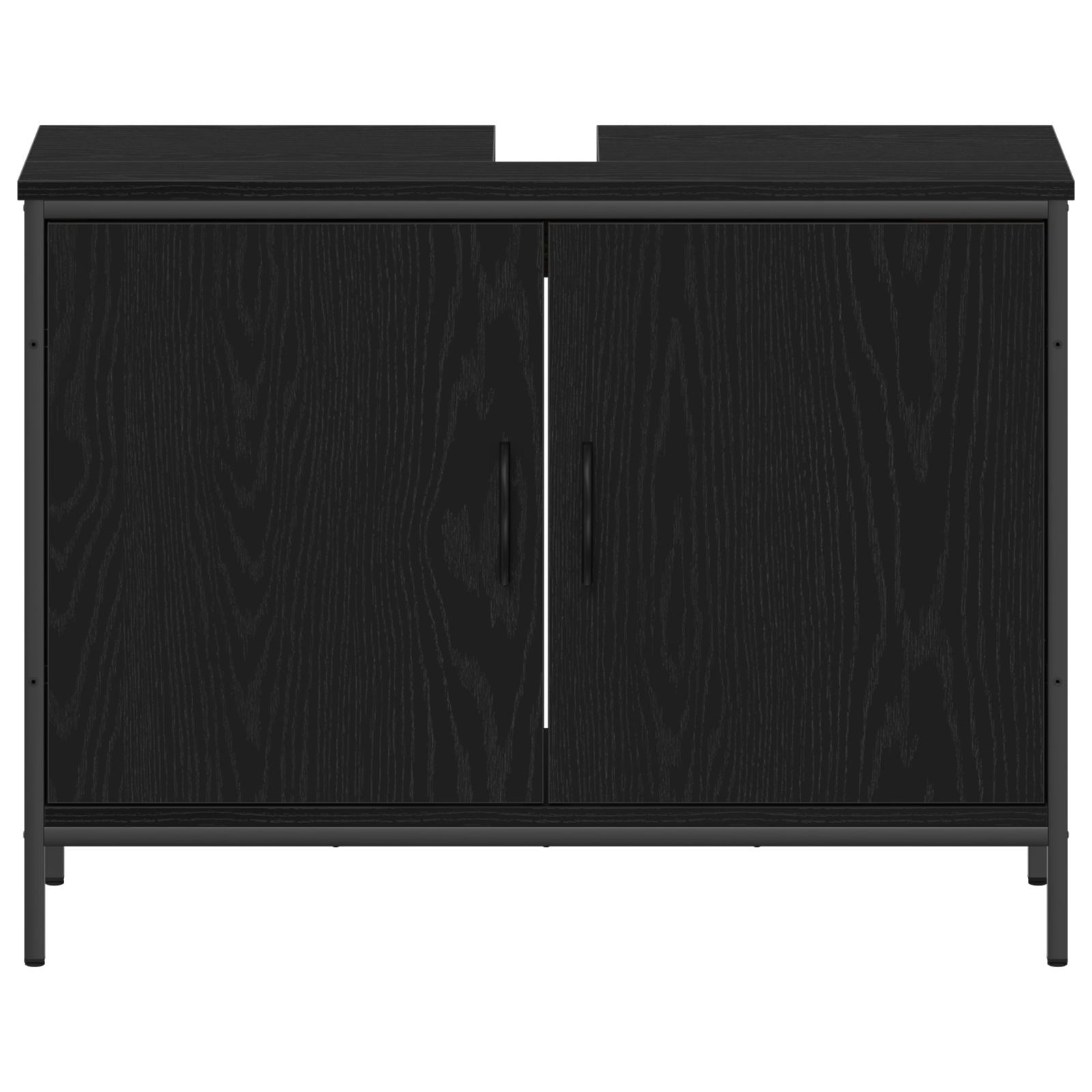 Vannitoa mööbleset riiuliga ladustamisega 4 pcs Must Tehispuit 33 Kõik vajalik sinu aeda ja koju! Vannitoa mööbleset riiuliga ladustamisega 4 pcs Must Tehispuit - Image 10