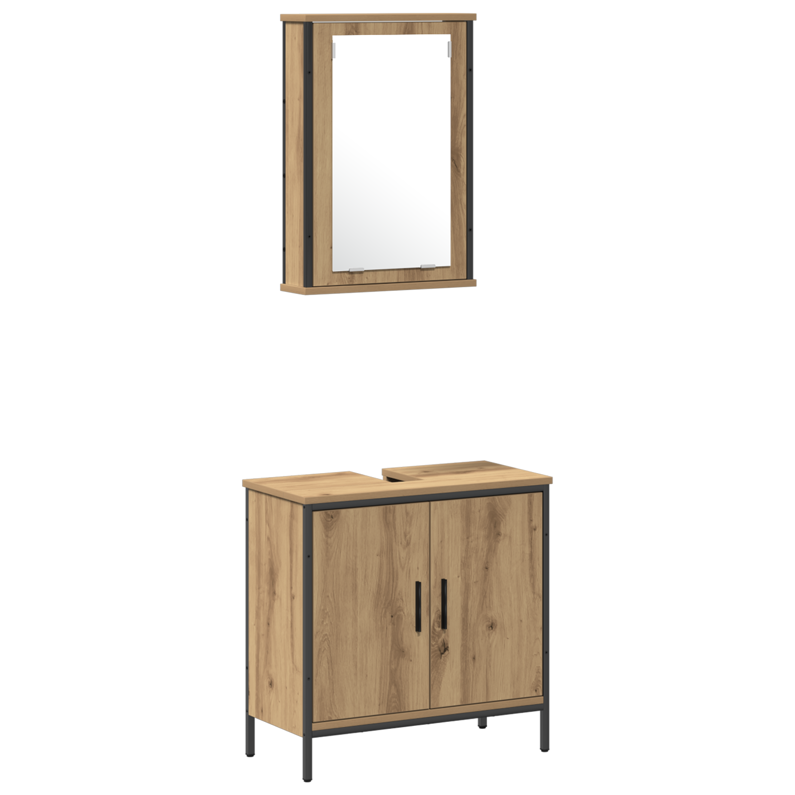 4 Piece Bathroom Furniture Set Artisan Oak Engineered Wood - Image 6