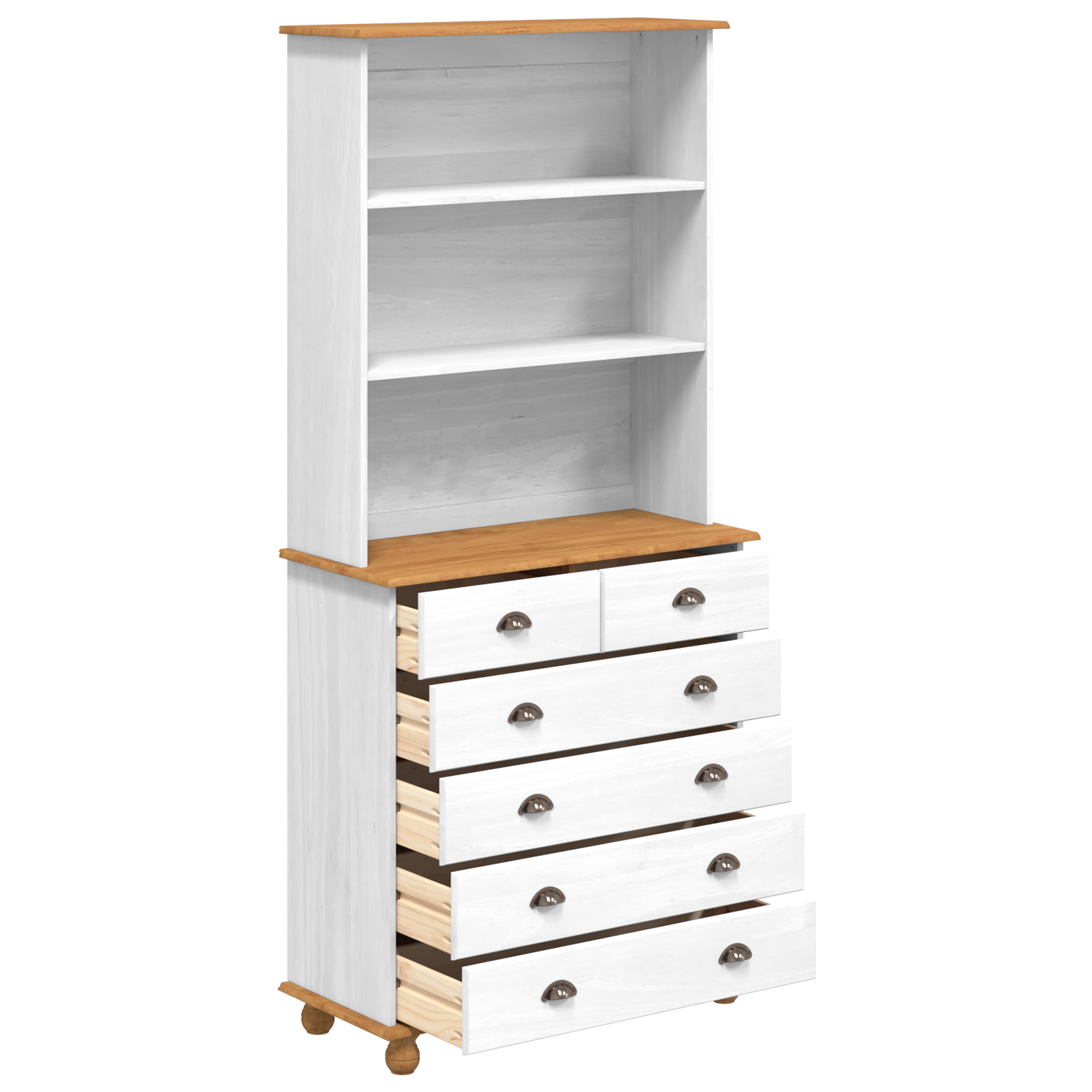 Hutch “ASKIM” White 91x40x199.5 cm Solid Wood Pine - Image 7