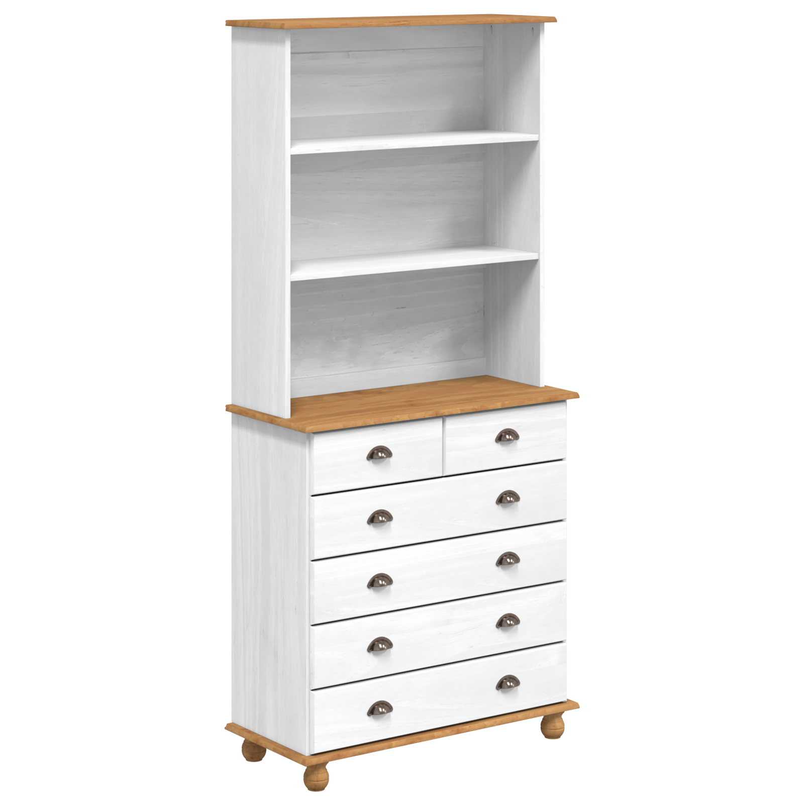 Hutch “ASKIM” White 91x40x199.5 cm Solid Wood Pine - Image 2