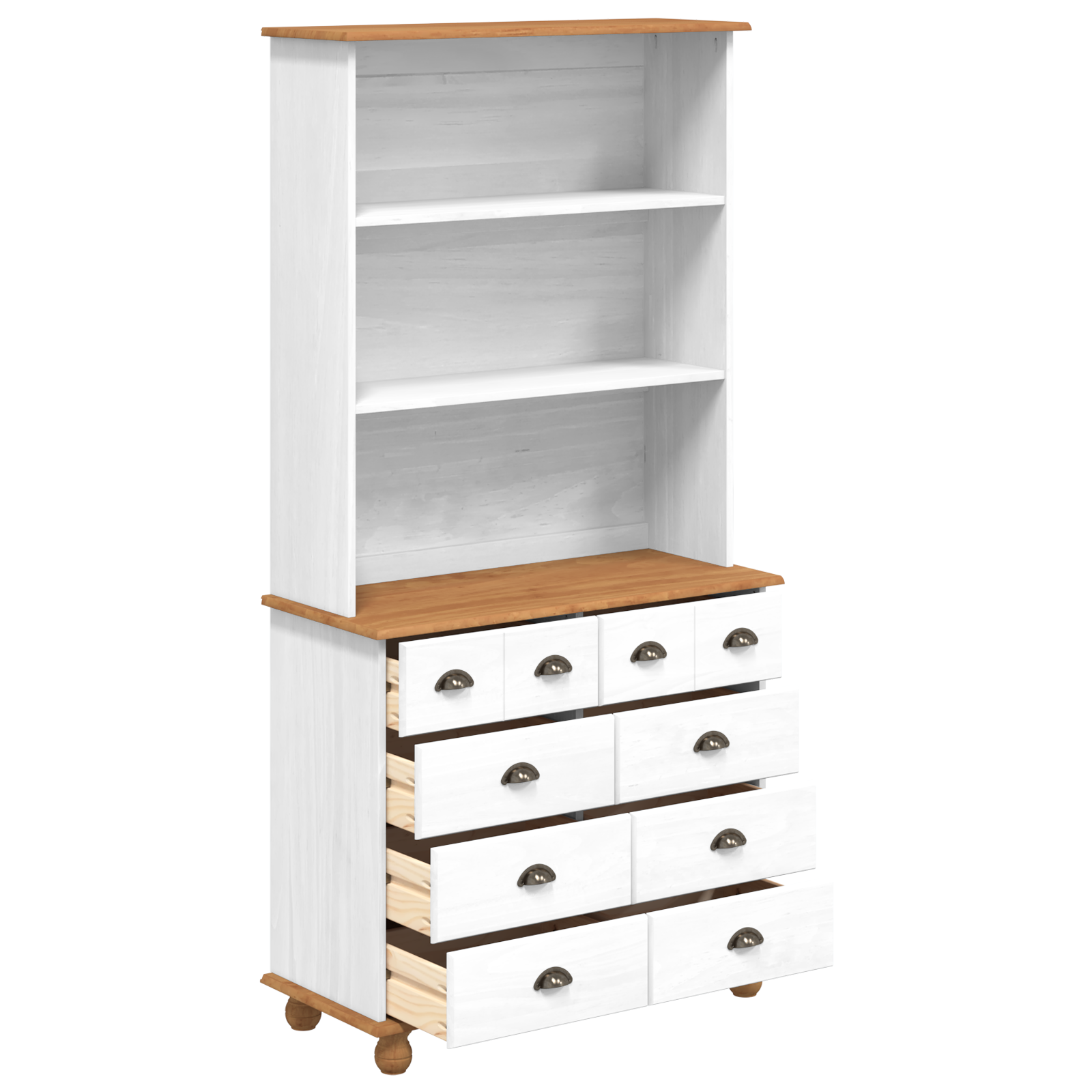 Hutch “ASKIM” White 91x40x183 cm Solid Wood Pine - Image 7