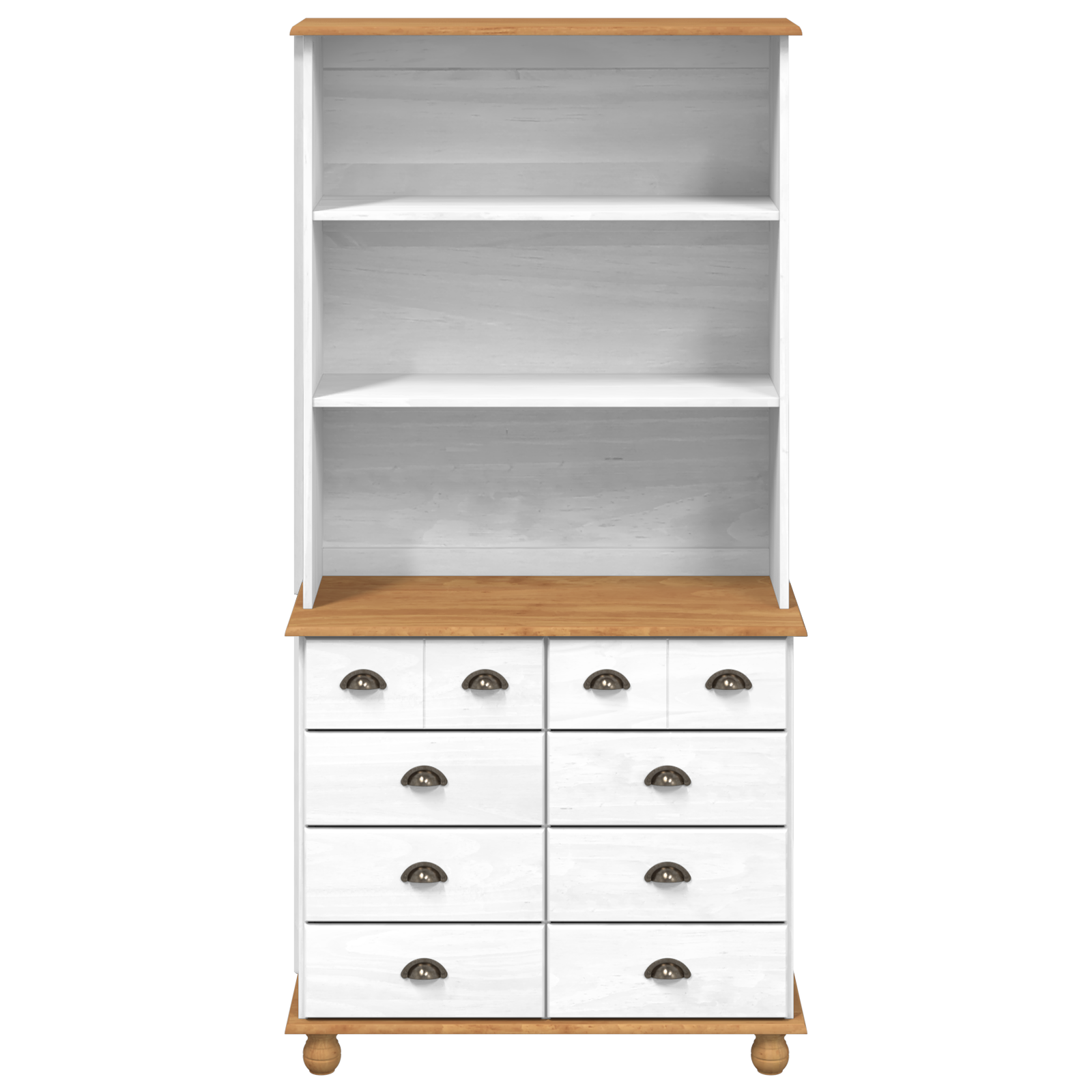 Hutch “ASKIM” White 91x40x183 cm Solid Wood Pine - Image 8