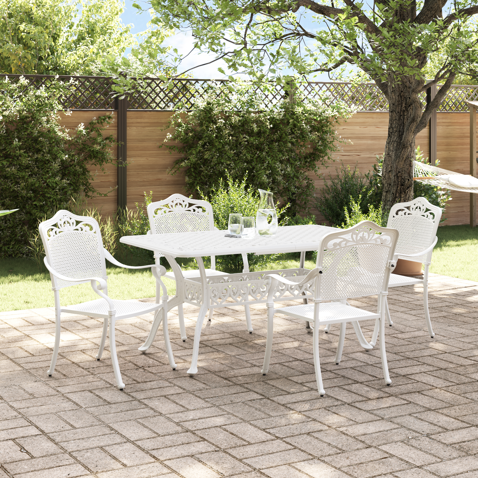 Комплект от 3 Бял Отлят алуминий 150x90x72 см Издръжлив - Image 4